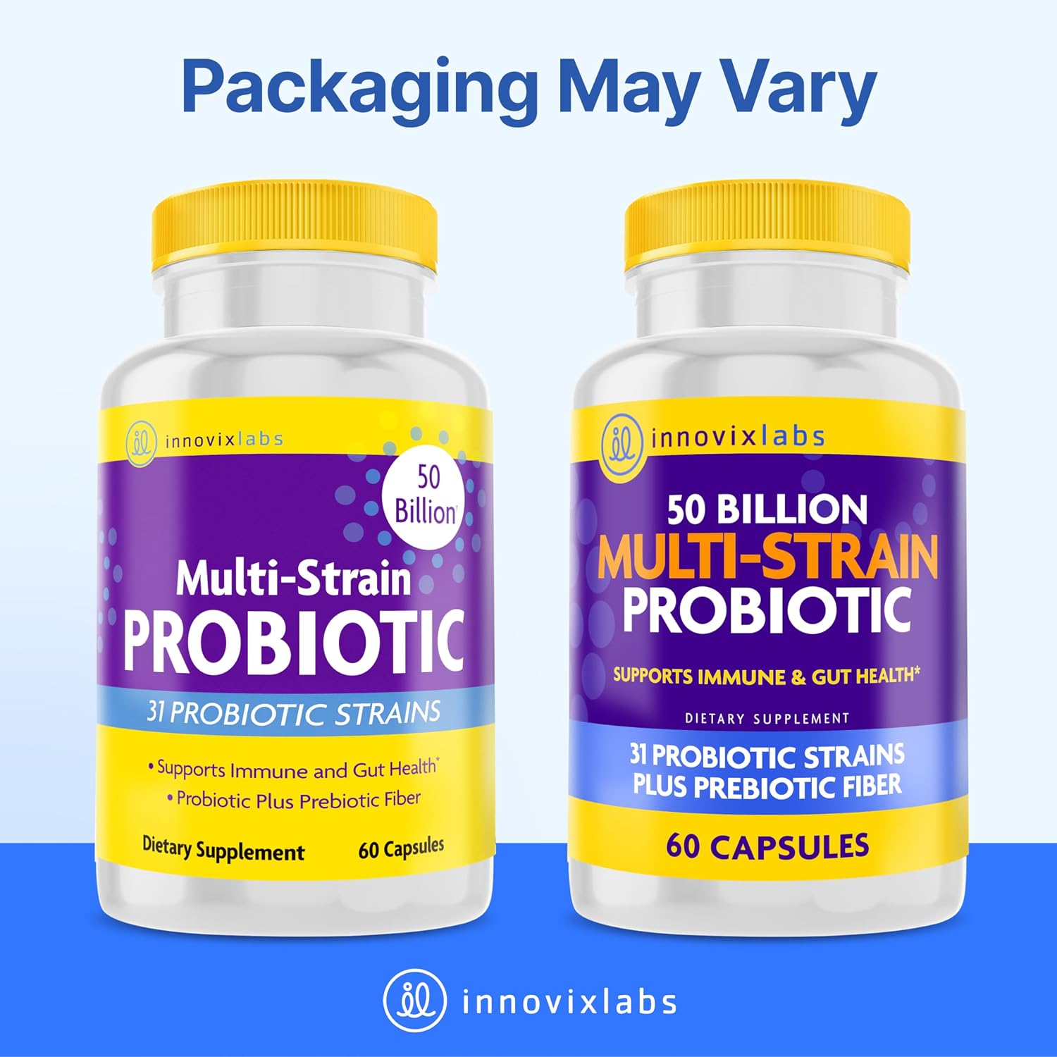 InnovixLabs Multi Strain Probiotics for Women & Men, 50 Billion CFU, 31 Probiotic Strains + Prebiotic Fiber, Helps Supports Immune & Gut Health, Non-GMO Probiotics for Digestive Health, 60-Day Supply
