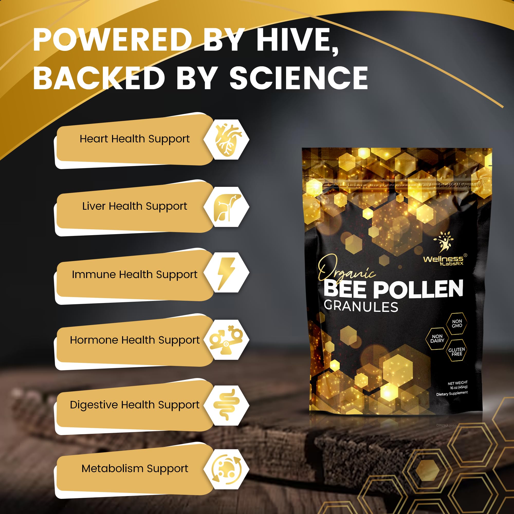 Bee Pollen Granules Third-Party Tested, 1 Lbs. - Bee Pollen for Women, Keto-Friendly Super Food Supplement Packed with Proteins, Vitamins & Minerals - Immune Support, Energy Boost, Digestive Wellness
