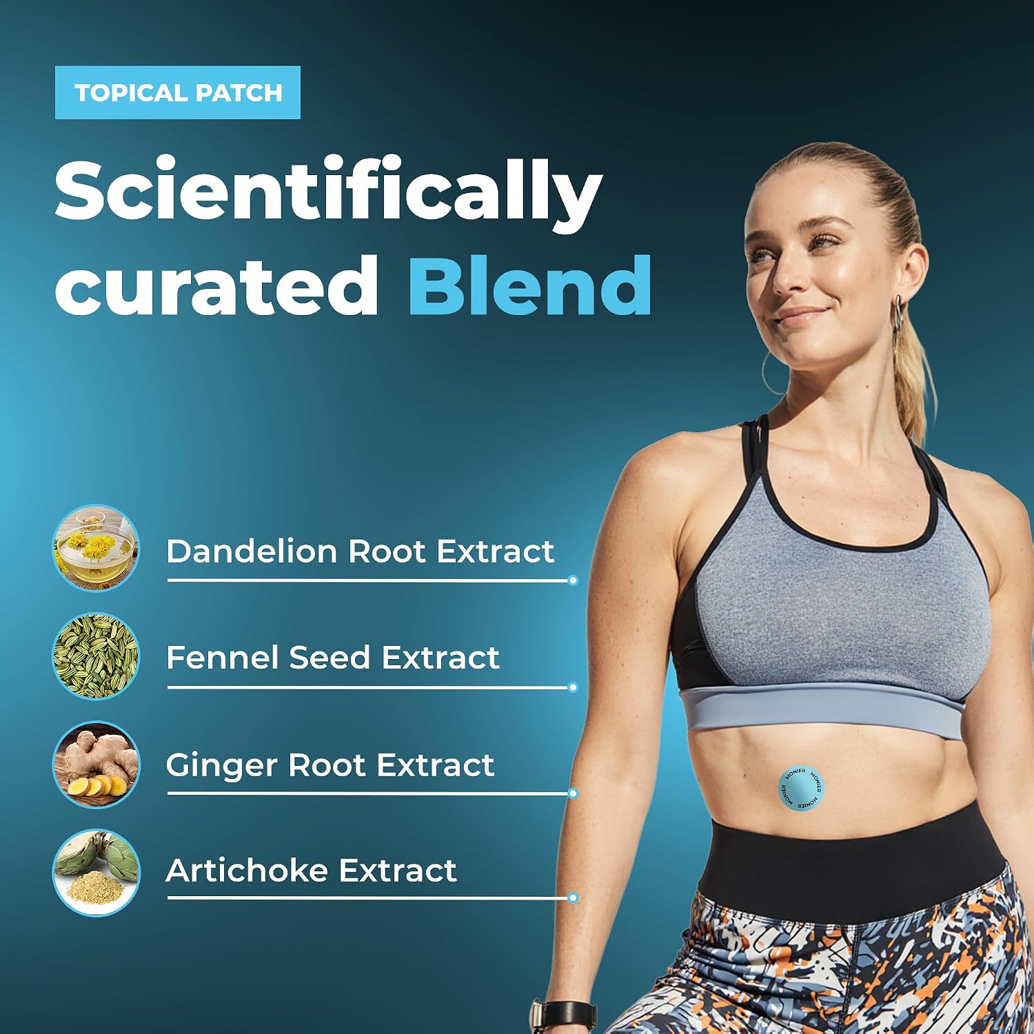 MONIER Unpuff Patches | with Dandelion & Ginger | Bloating, Water Retention | Bloating, Water Retention & Digestion, 60 Days Supply