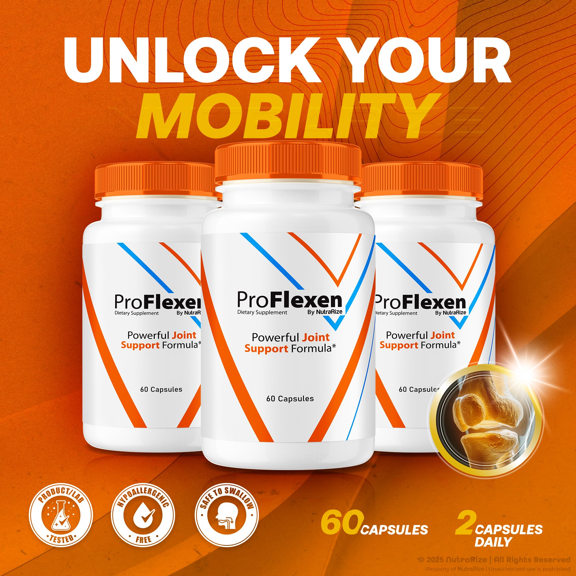 ProFlexen Capsules, ProFlexen Advanced Joint Support Formula, ProFlexen Collagen Support Pills, All Natural Supplement for Healthy and Flexible Joints, Official Pro Flexen Joint Reviews (60 Capsules) NutraRizeBuy Supplements Australia