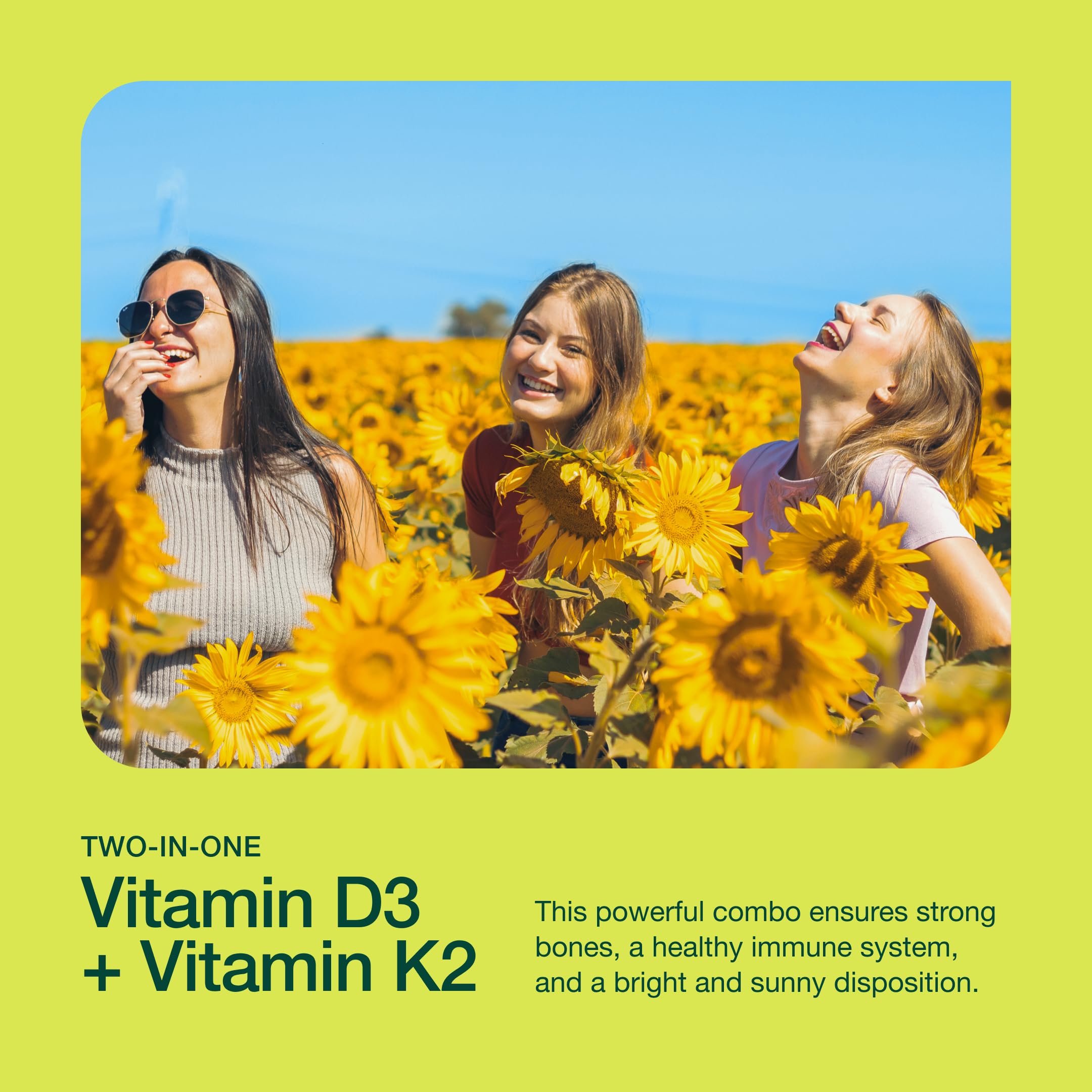 Fresh Nutrition Vegan Vitamin D3 + K2 Capsules - 5000 IU D3 + 100mcg K2 as MK-7 for Optimal Absorption - Immune Health, Bone Health, Mood - Non GMO - 90 Capsules, 3 Month Supply