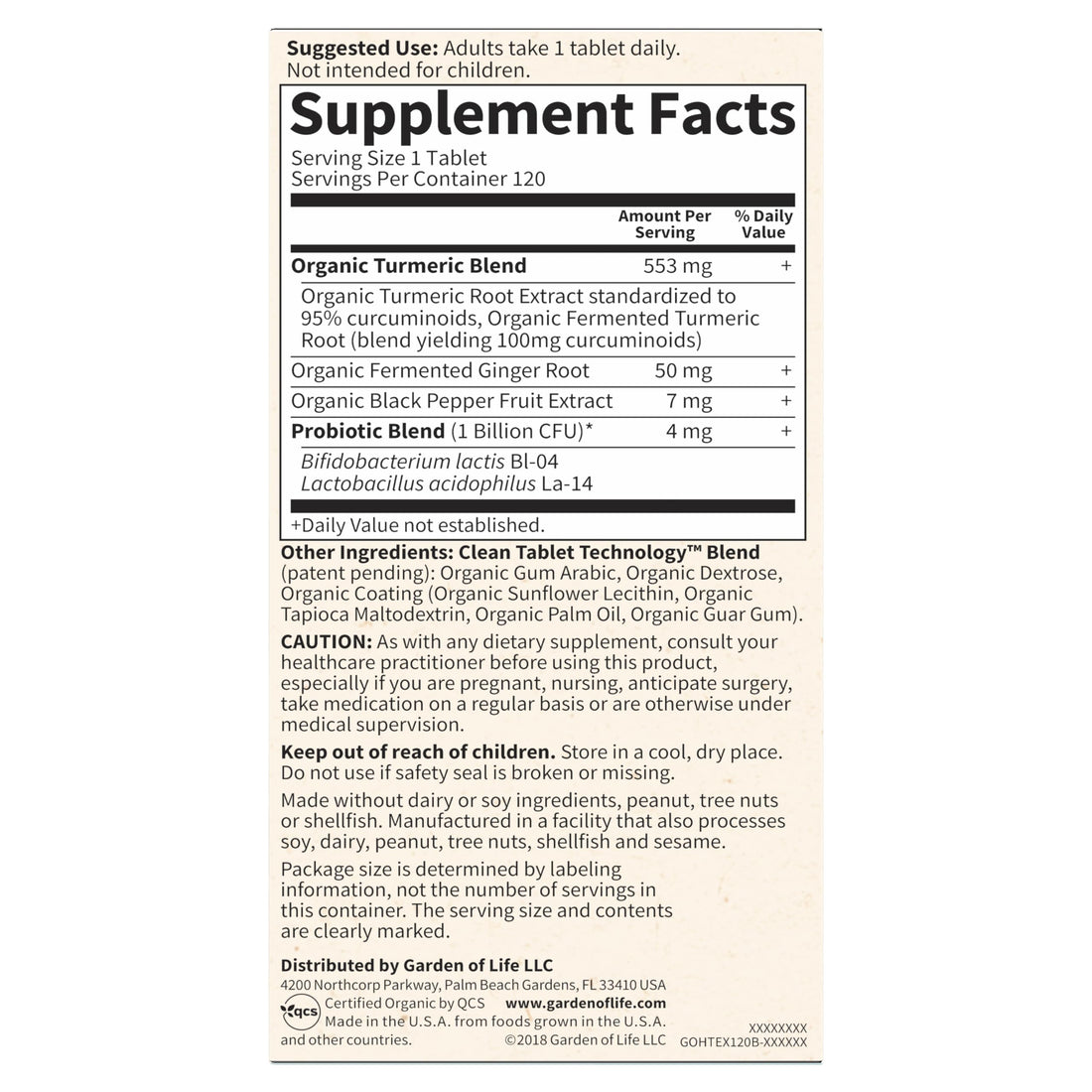 Garden of Life Organics Extra Strength Turmeric Inflammatory Response 120 Tablets-100Mg Curcumin (95% Curcuminoids) Black Pepper, Probiotics, Organic Non-GMO Vegan Gluten Free Herbal Supplement Garden of LifeBuy Supplements Australia