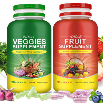 Fruits & Veggies Supplements - 2 Bottles 180 Total Vegetarian Capsules | BalanceNatural Vitamins Supplement Dietary Nutritional Balance,Lngredients Blended Vitamin & Mineral Whole Food Supplement RuduwuBuy Supplements Australia