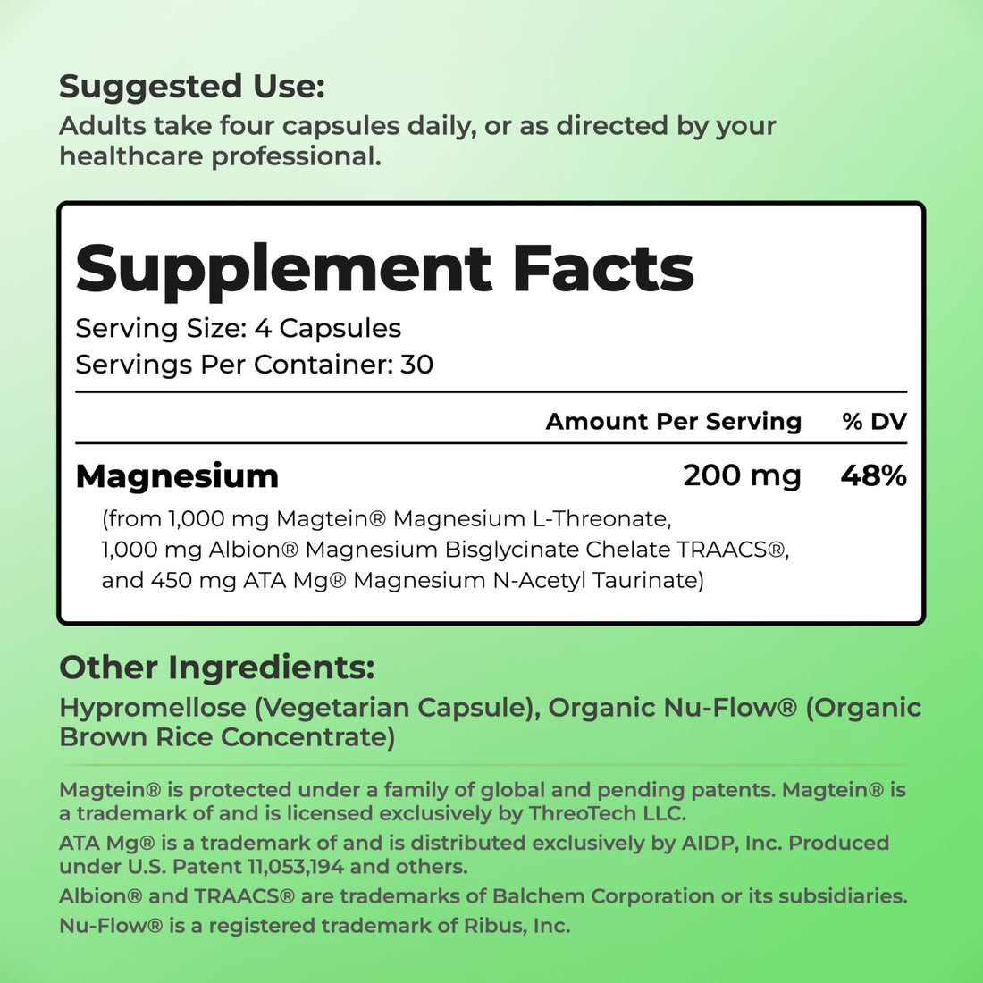 Supplement bottle labeled 'Threonix Triple Magnesium Complex' by YOU Vites on a white background.
