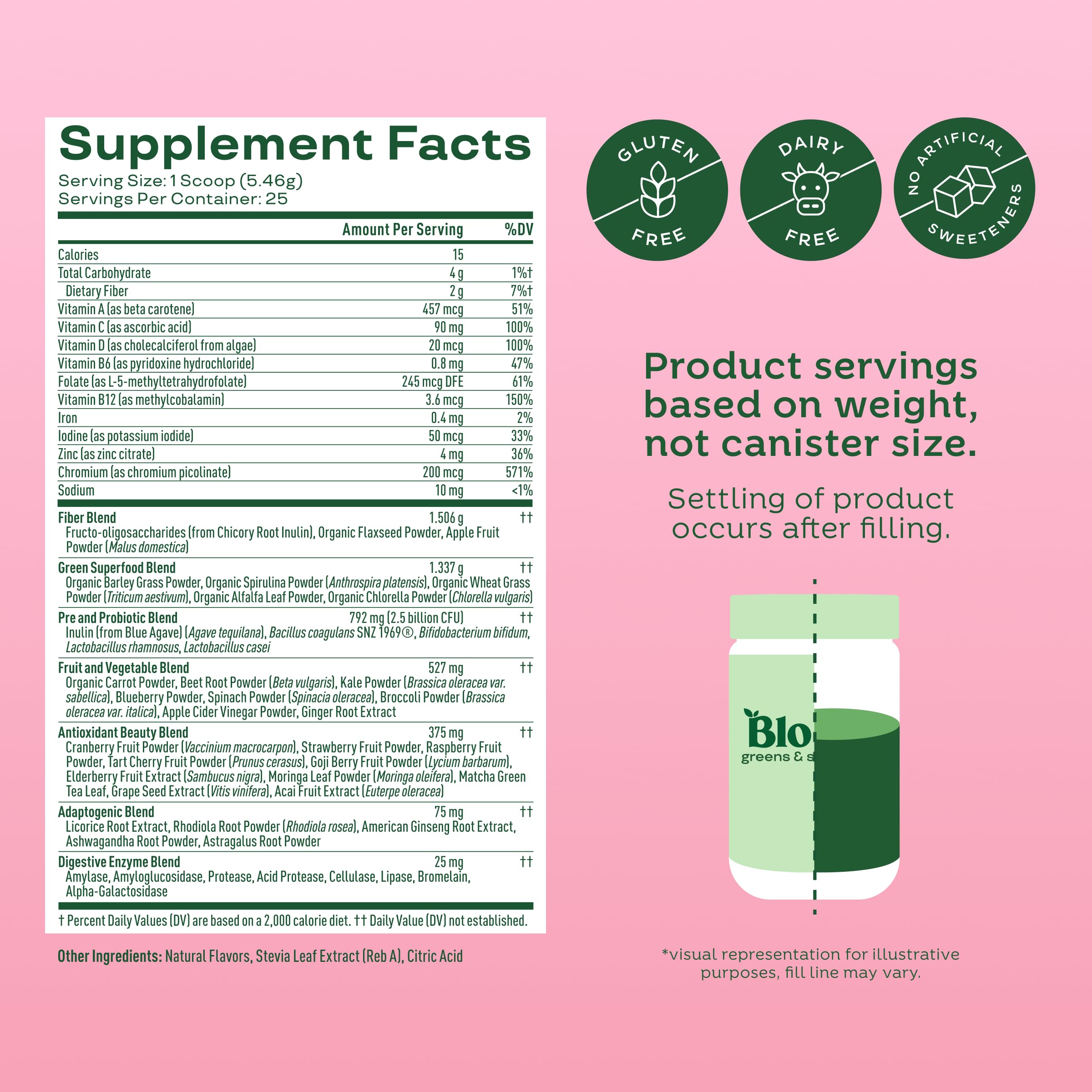 Bloom Nutrition Superfood Greens Powder, Berry, 30 Servings | Digestive Enzymes with Probiotics and Prebiotics, Gut Health, Bloating Relief for Women, Chlorella, Green Juice Mix