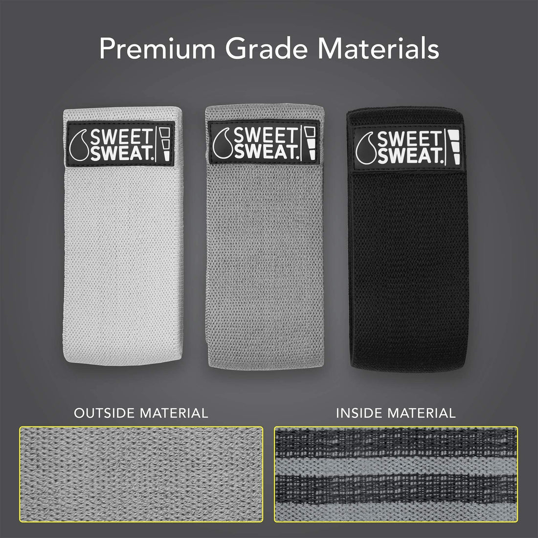 Sweet Sweat Hip Bands with 3 Levels of Resistance | Non-Slip Fabric Booty Bands for Squats & Lunges | Includes Free Mesh Carrying Bag Sports Research buy supplements Au