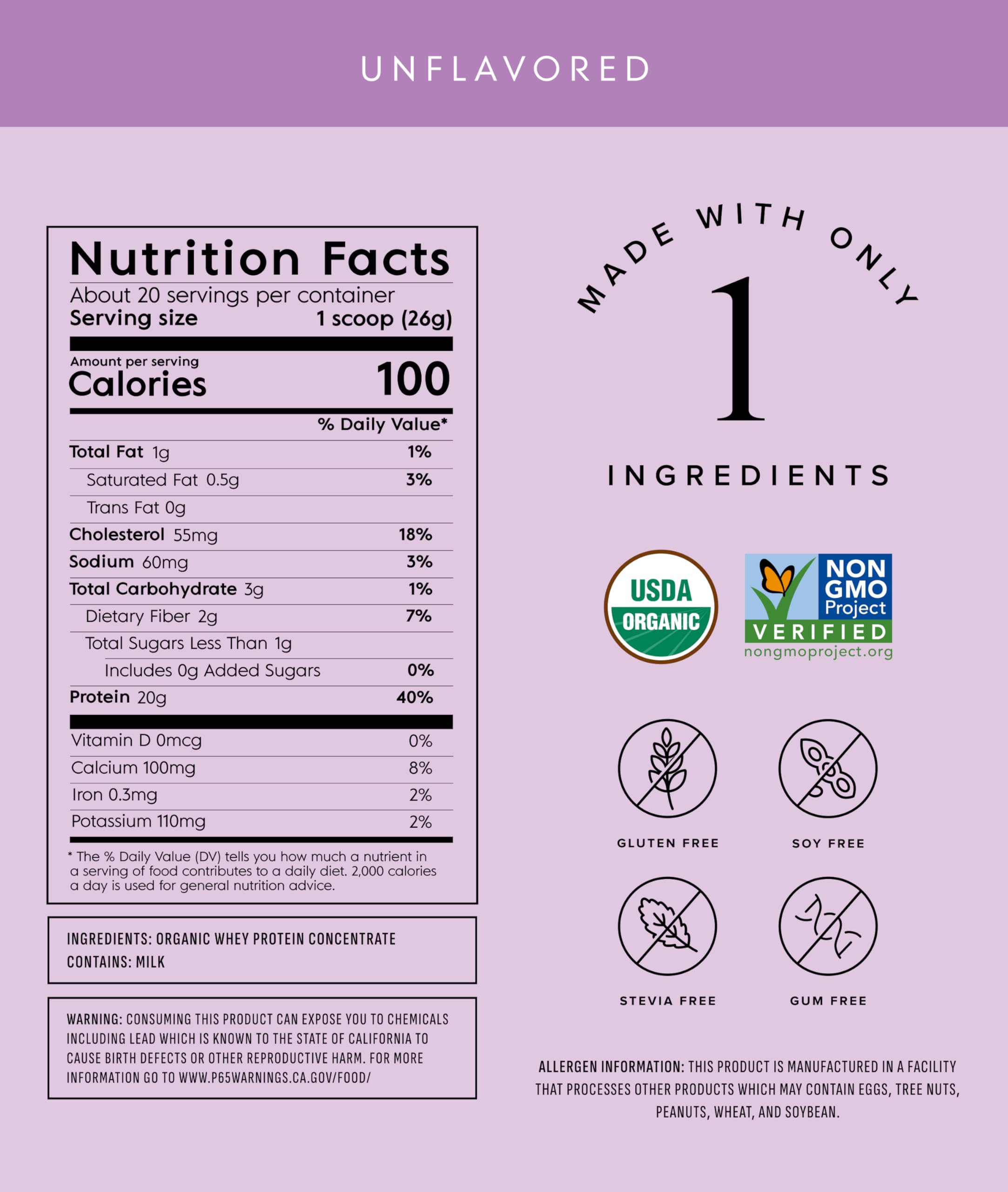 Truvani Organic Whey Protein Powder | Vanilla | 20 Servings | 20g Grass Fed Whey Protein | USDA Organic & Non-GMO | Gluten Free | No Gums, No Soy, No Stevia, No Added Sugars
