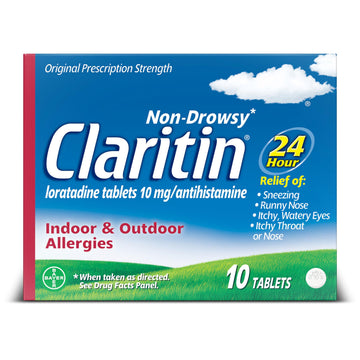 Claritin 24 HR Non Drowsy Allergy Medicine, Loratadine antihistamine tablets, 10 Ct