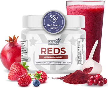 Reds Superfoods Powder for Energy, Metabolism & Gut Health | 39 Superfoods, Antioxidant-Rich Red Powder Superfood, Probiotics & Digestive Enzymes. 30 Days Supply