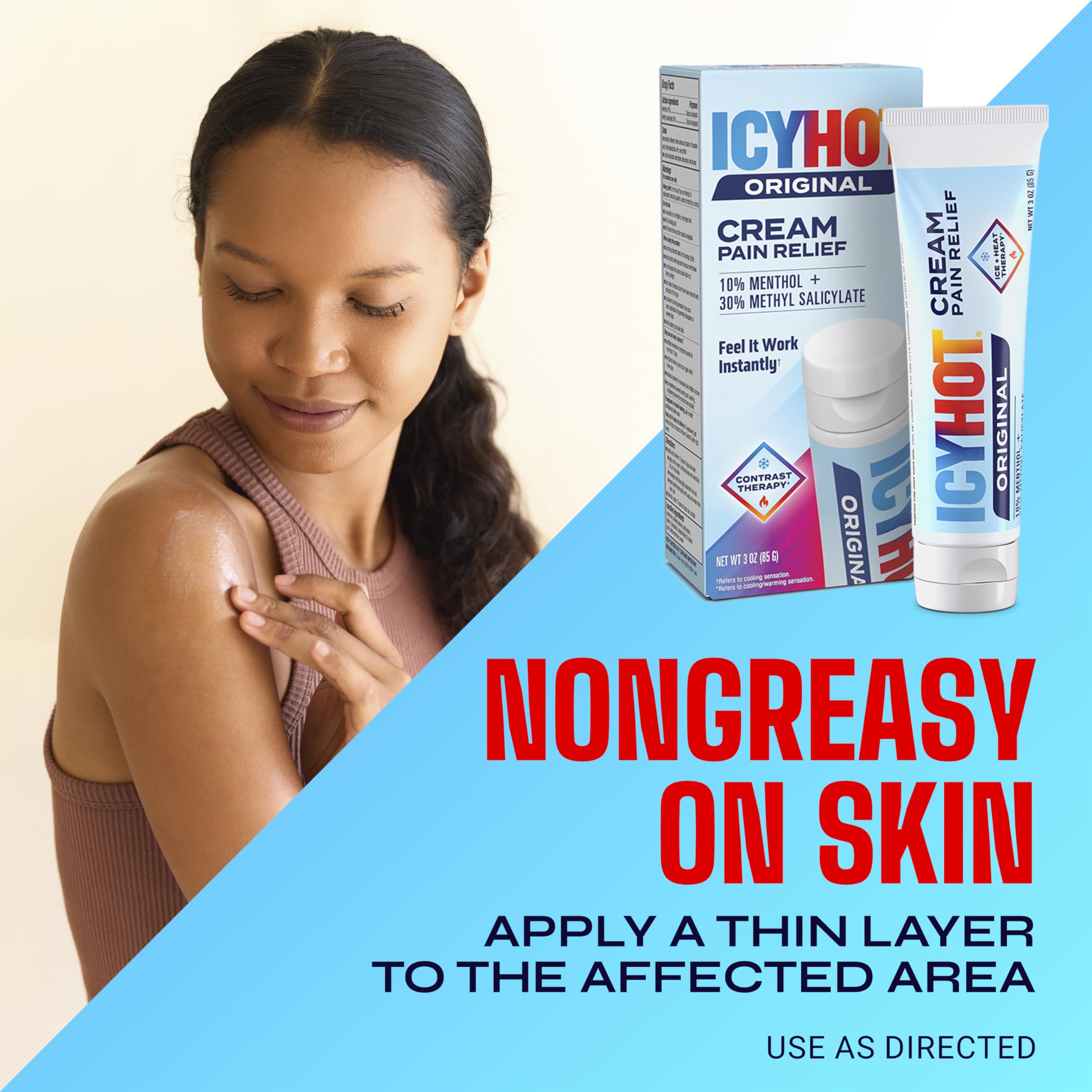 Icy Hot Original Pain Relief Cream, Fast-Acting Pain Relief with Menthol 10% and Methyl Salicylate 30%, Ice and Heat Contrast Therapy for Backaches, Joints, Muscle Strains and Arthritis, 3 oz Icy HotBuy Supplements Australia