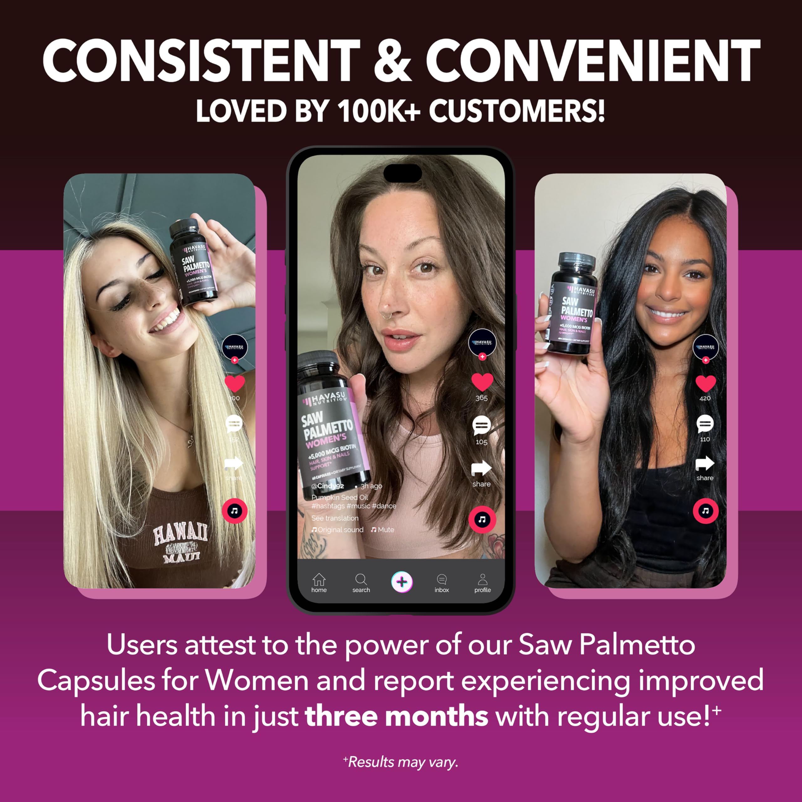 Saw Palmetto for Women with Bitoin 5000mcg Per Serving, 30-Day Supply | Vegan, Non-GMO DHT Blocker for Women for Hair, Skin and Nails, Saw Palmetto Extract with Biotin for Thicker Looking Hair