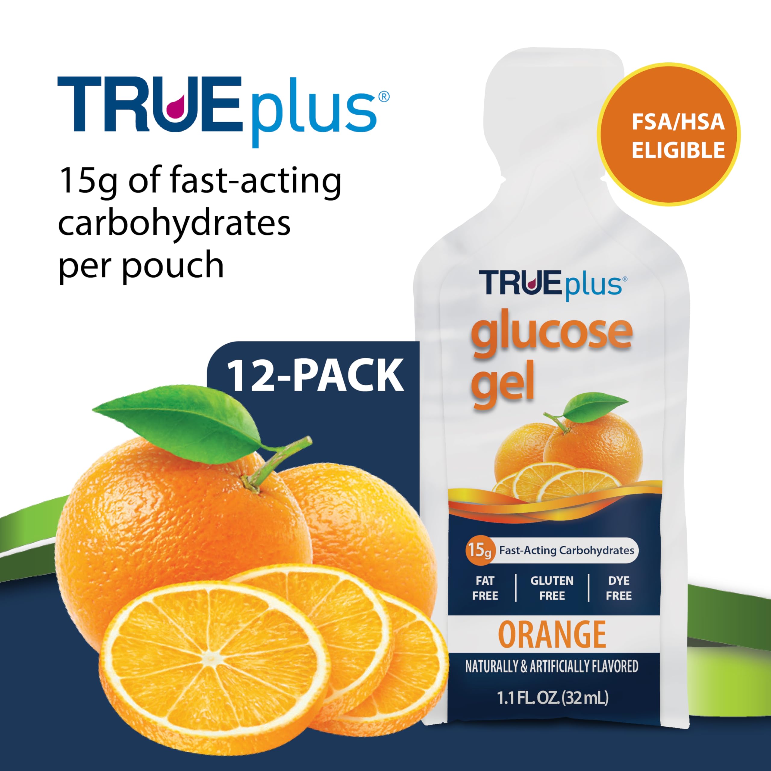 TRUEplus Glucose Gel Pouch, 15g Carbohydrates, Fruit Punch Flavor, 6 Pack | 15g Fast-Acting Carbohydrates Per Serving, Fat Free, Gluten Free, Boosts Energy, Great Tasting and Easy to Use