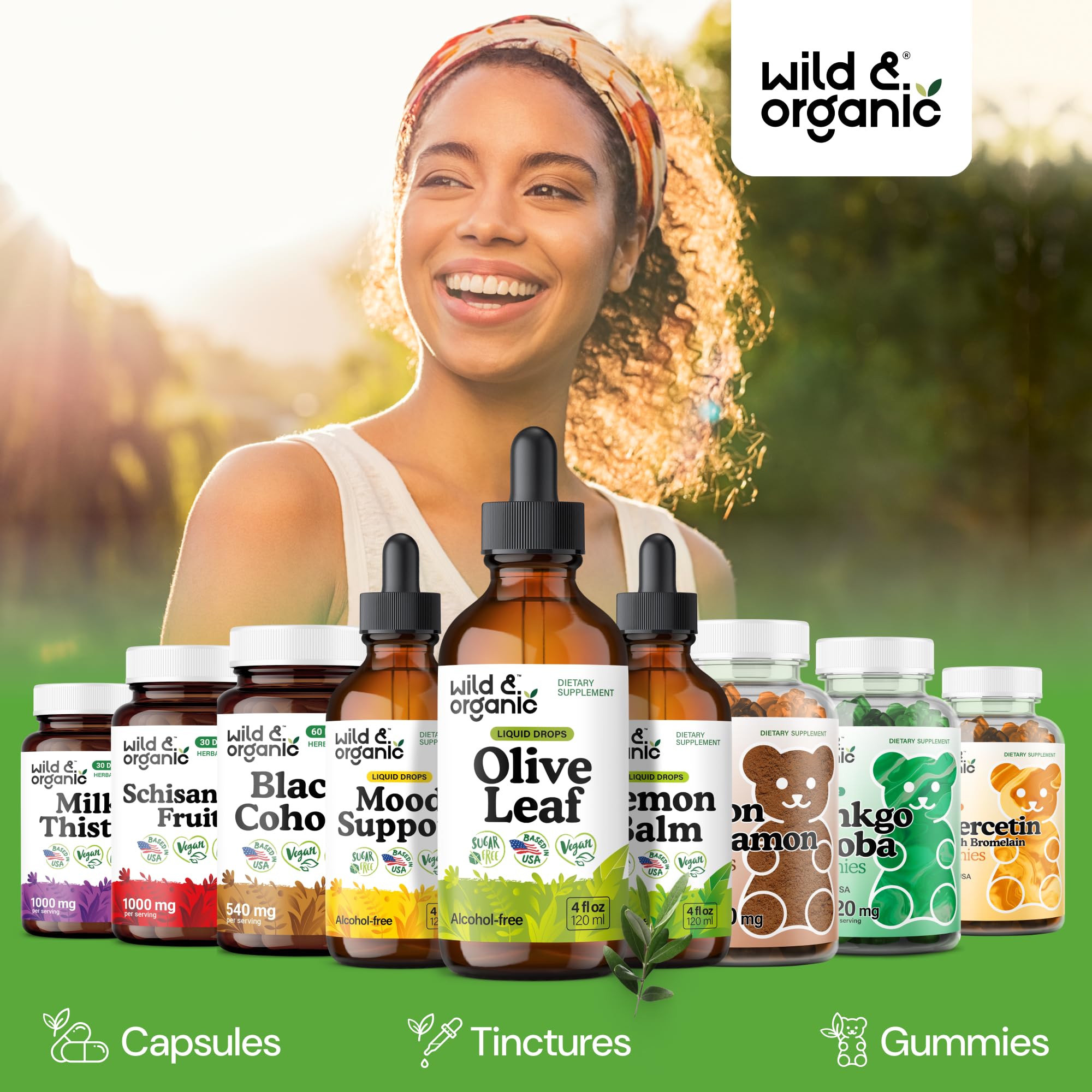 Wild & Organic Olive Leaf Extract Liquid Drops - Immune & Antioxidant Support - Oleuropein Supplement - Add to Tea Olive Leaf Tincture - Vegan, Sugar & Alcohol Free - 4 fl oz