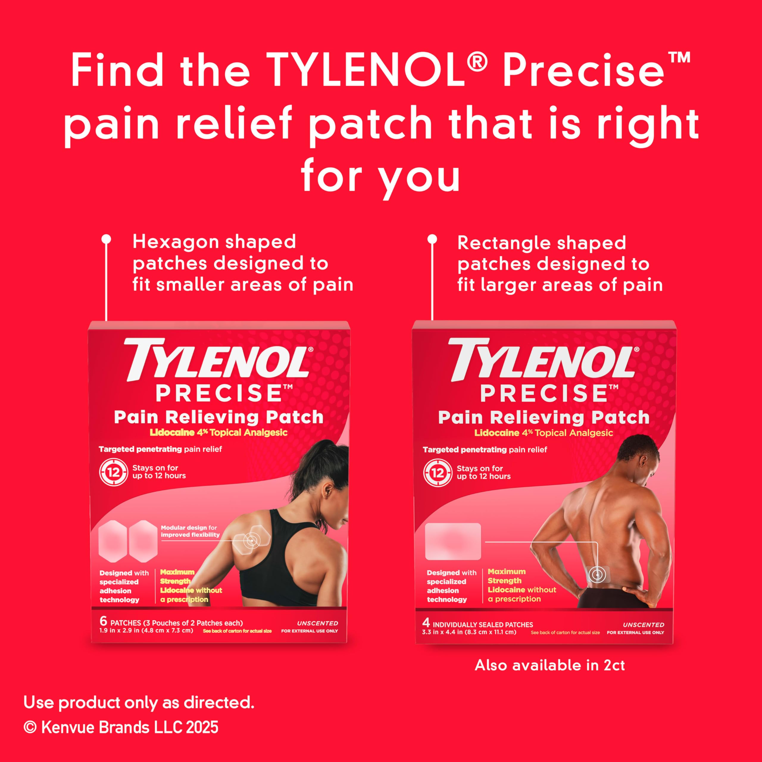 Tylenol Precise Pain Relieving Patches, Large Topical Analgesic Patches + Maximum OTC Strength Lidocaine Penetrates, Targeted Relief Ideal for Shoulder, Back & Knee Pain, Unscented, 4 ct TylenolBuy Supplements Australia