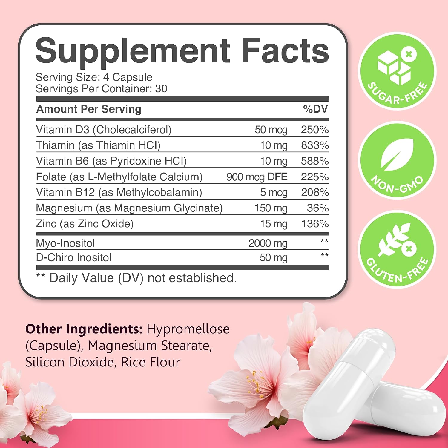 Myo-Inositol & D-Chiro Inositol Supplement for Women 240ct Ideal 40:1 Ratio