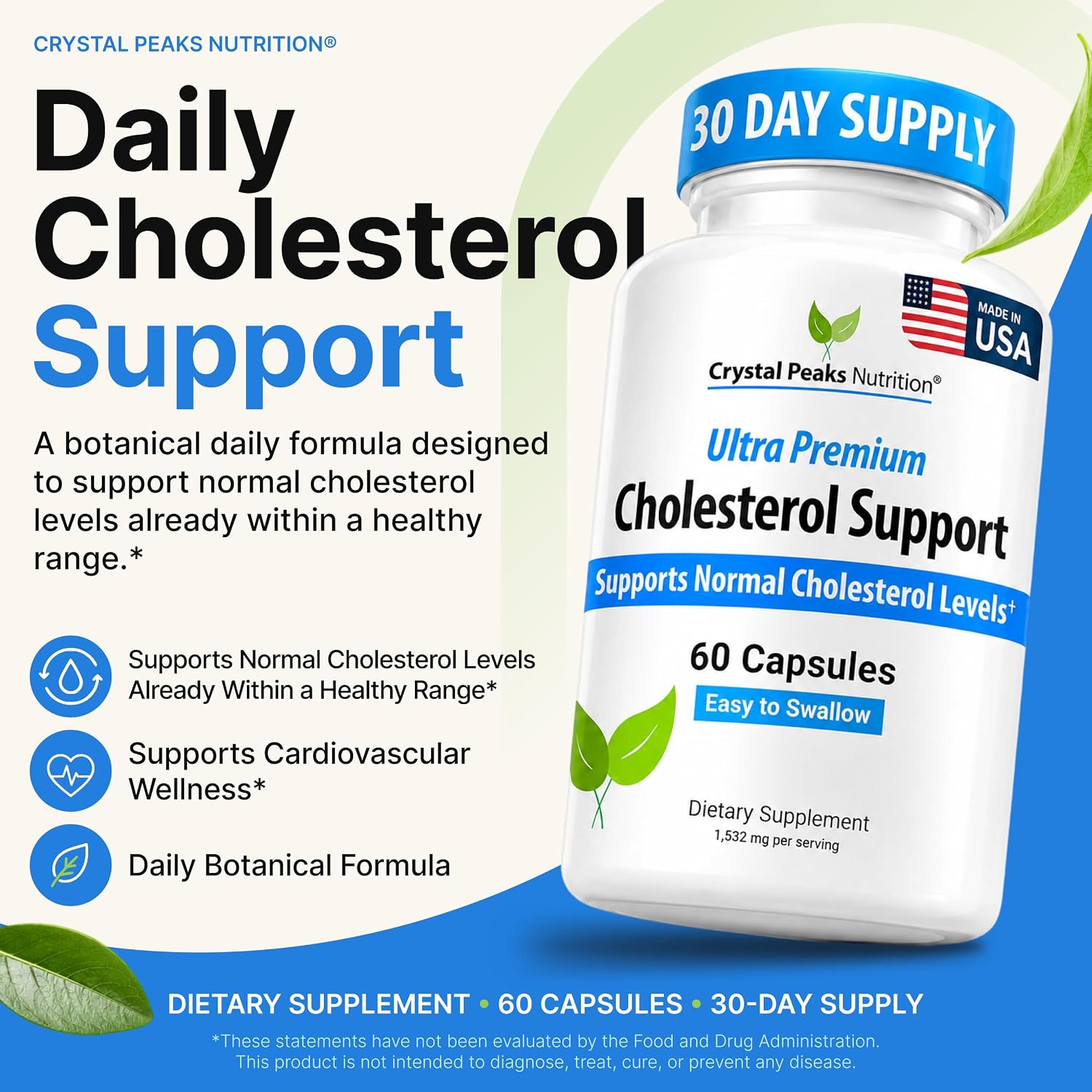 Cholesterol Supplement - All-Natural Ingredients to Support Normal Colesterol Levels. Supports Optimal Circulation. 60 Capsules