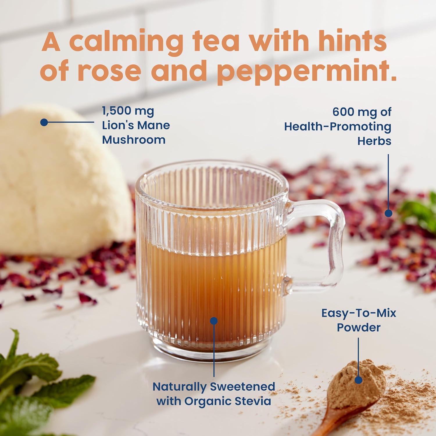 NativePath Native Mind Organic Adaptogen Herbal Support Blend - Organic Mushroom Drink Powder with Lion's Mane, Rhodiola & Rose Hips - 30 Servings | Rhodiola & Rose Hips In Peppermint, Supports Focus, Calm & Immune Health, Caffeine-Free, Organic, Keto