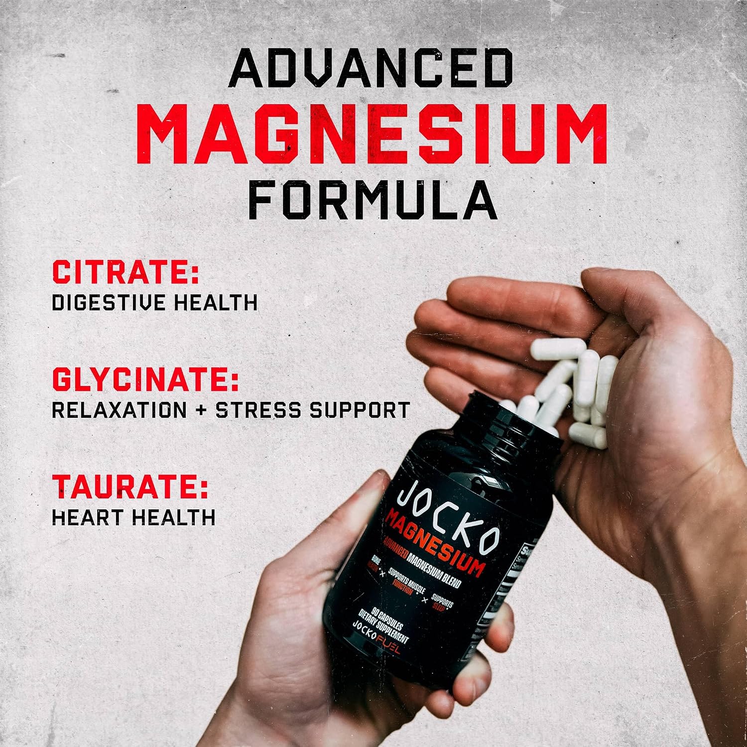 Jocko Fuel Magnesium Complex Supplement - Magnesium Glycinate, Citrate, & Taurate Capsules Dietary Supplement for Muscle Recovery & Relaxation, Heart, Nerve, Bone Support, & Sleep 30-Day Supply