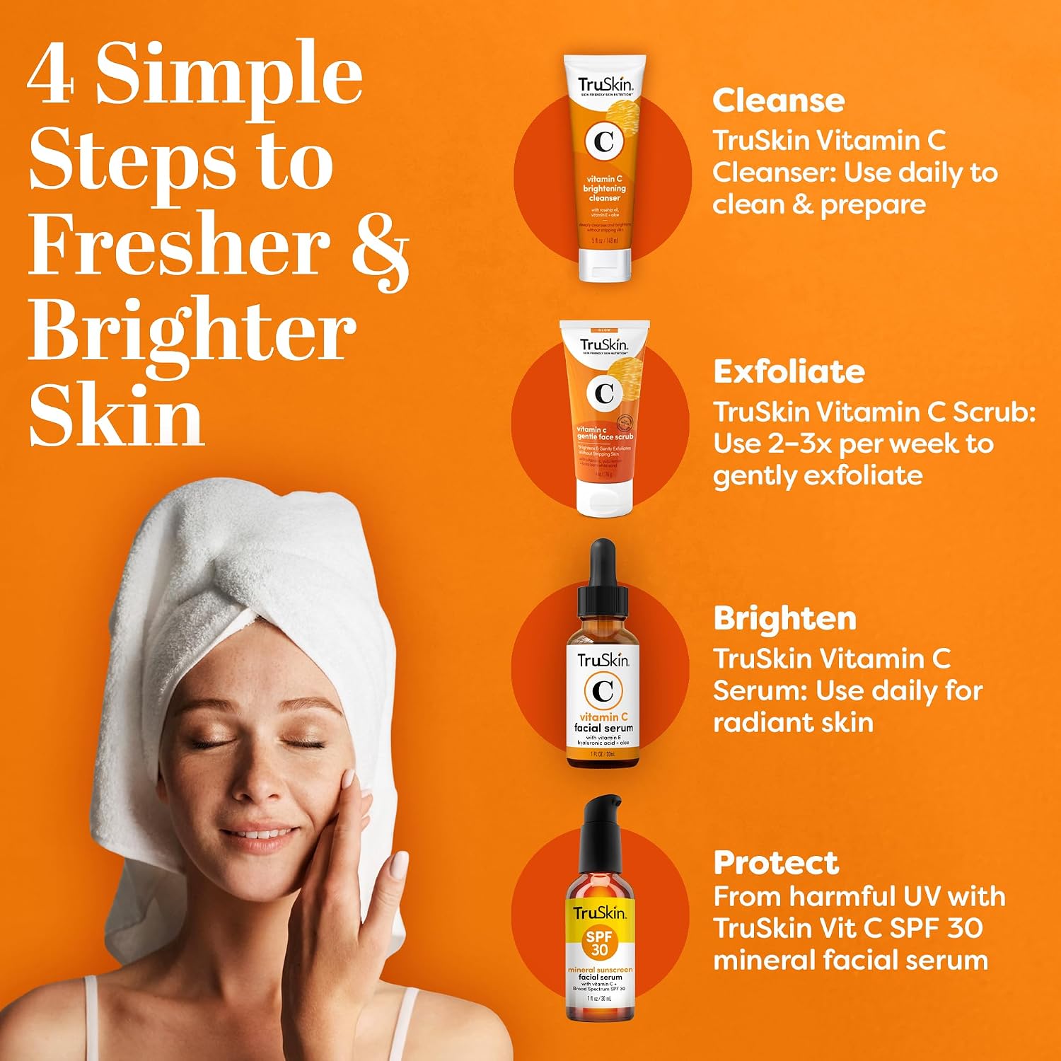 TruSkin Vitamin C Brightening Face Scrub with Yuzu Lemon, 4 fl oz | With Bora Bora white sand to gently exfoliate, smooth skin texture and reveal softer, more radiant-looking skin
