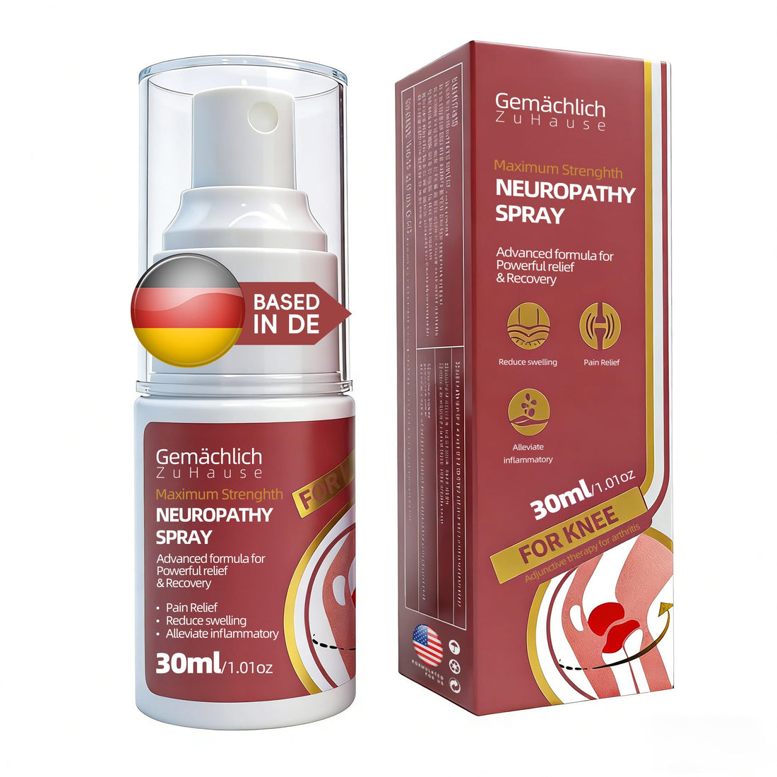 NDC Listed Knee Pain Relief Arnica Spray - Maximum Strength Arnica for Bone on Bone Sensation - Deep Warming Mist for Meniscus Stiffness Swelling and Bruises - Quick Dry for Runners 30 mL Gemächlich Zu HauseBuy Supplements Australia
