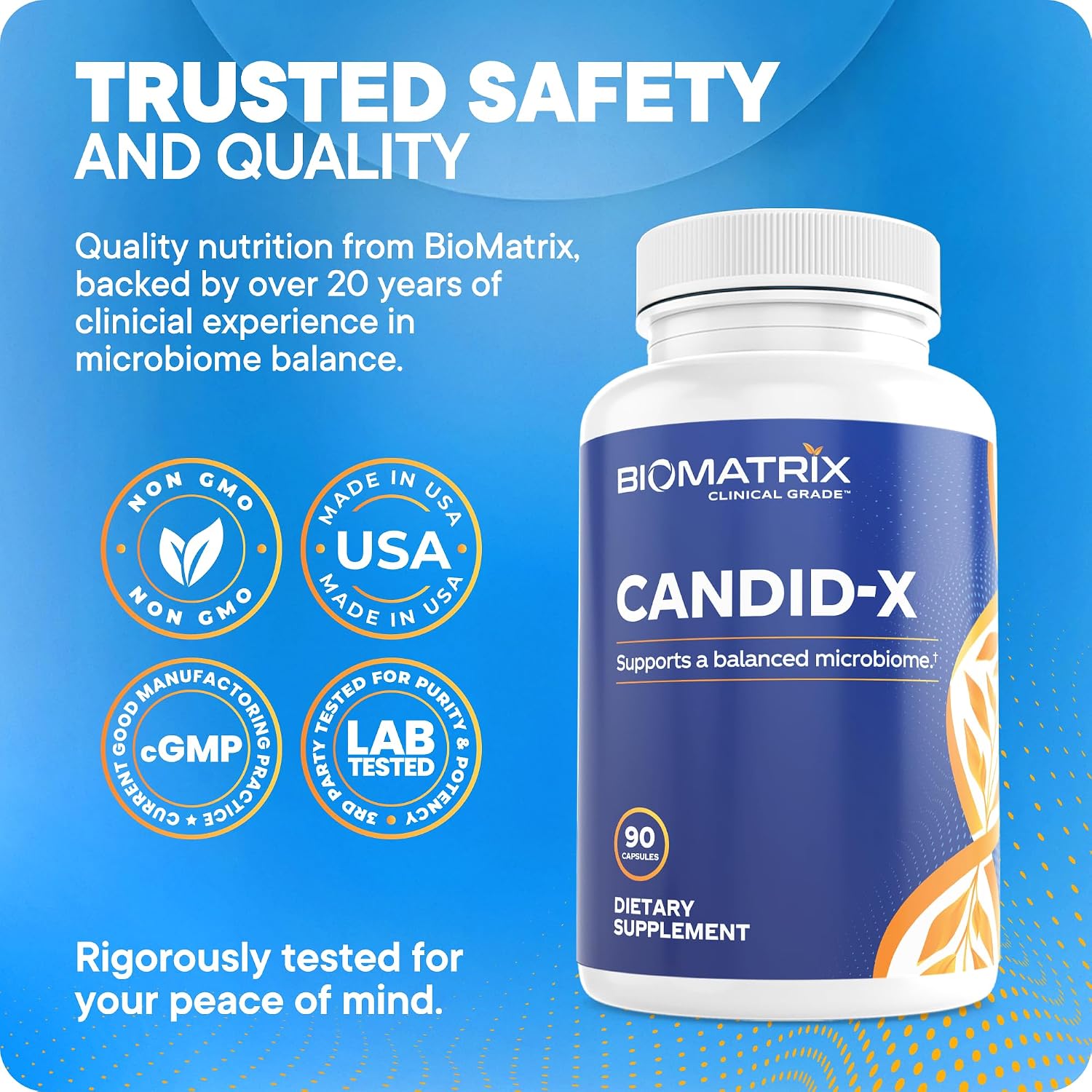 BioMatrix Candida Cleanse, Gut Health Supplement with Berberine, Oregano, Sodium Caprylate, Chamomile, Ginger, PAU D'arco | Candid-X, 90 Capsules