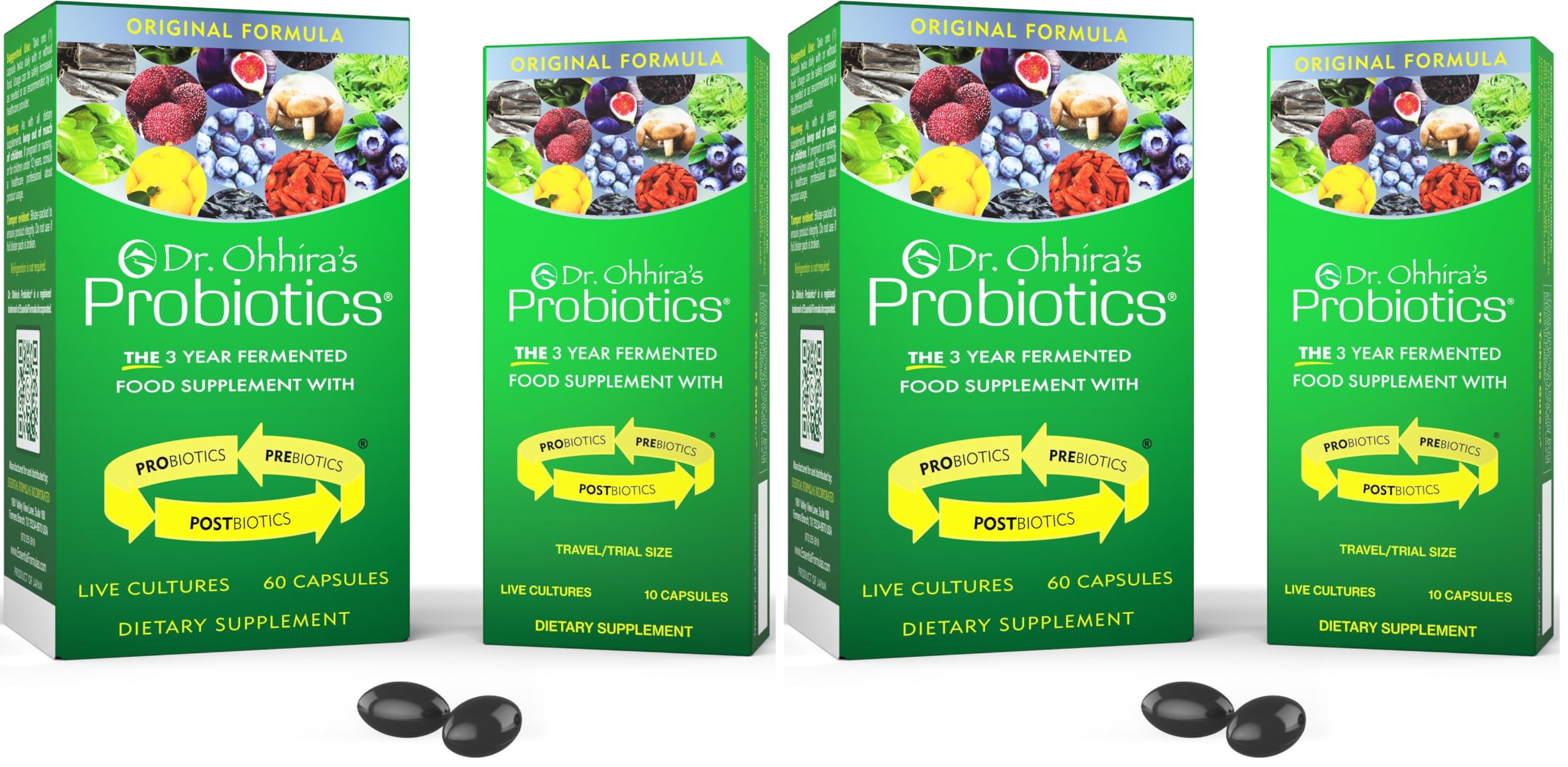 Dr. Ohhira's Probiotics, Original Formula, 60 Caps with Bonus 10 Capsule Travel Pack - 13 Probiotic Strains with Prebiotics and Postbiotics