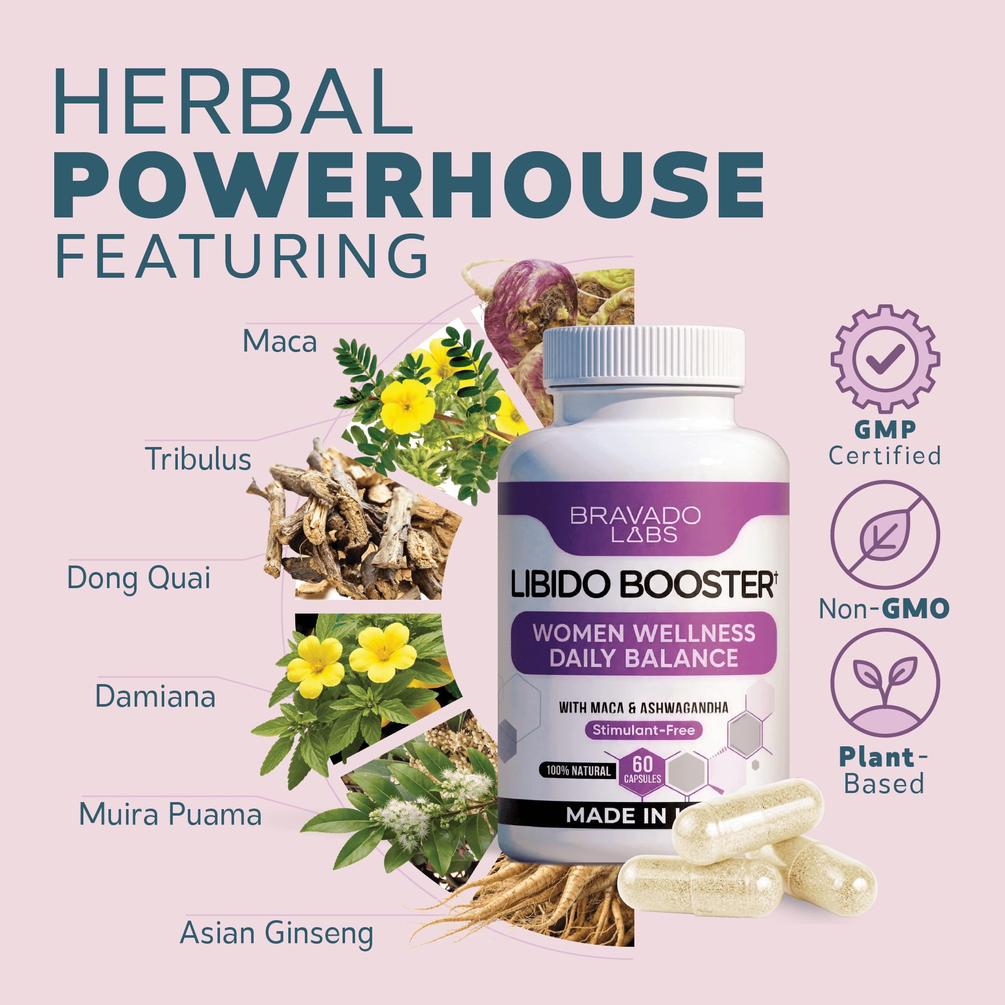 Female Libido Booster for Women – Advanced Women’s Intimacy & Confidence Support – Plant-Based Herbal Blend with Maca, Ginseng & L-Arginine – Made in USA – 60 Capsules Bravado LabsBuy Supplements Australia