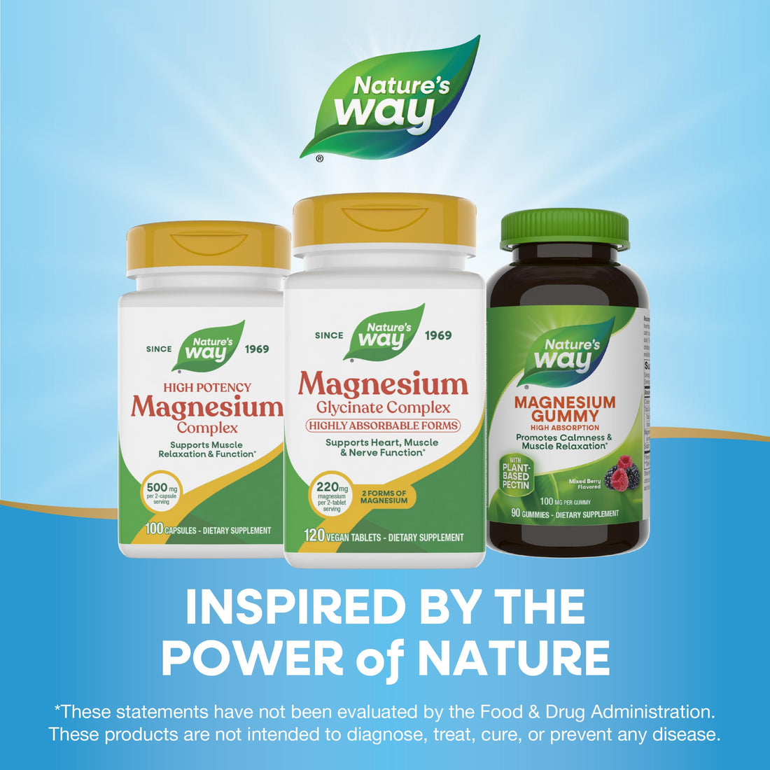 Nature's Way Magnesium Glycinate Complex supplement bottle on a white background
