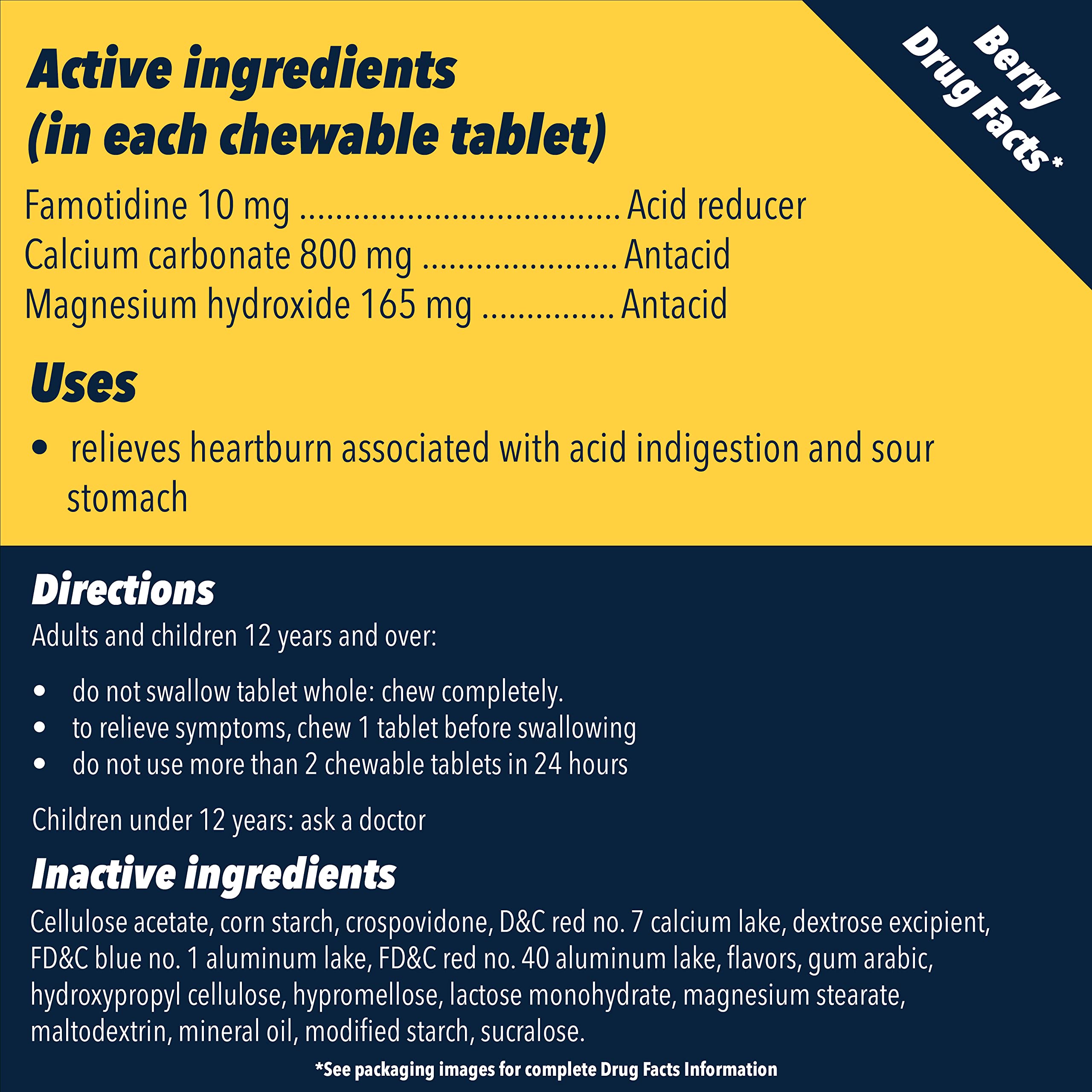 Pepcid Complete Acid Reducer + Antacid Chewable Tablets, 10mg Famotidine, 800mg Calcium Carbonate & 165mg Magnesium Hydroxide per Heartburn Medicine Tablet, Antacid Chews, Berry Flavored, 70 ct Pepcid buy supplements Au