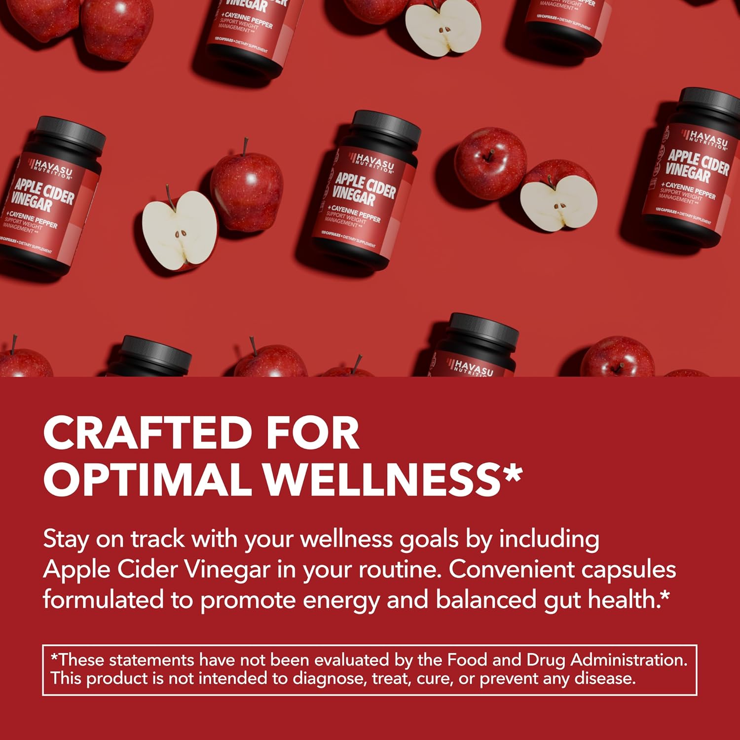 Apple Cider Vinegar Capsules with Cayenne Pepper, 60 Count, 2-Month Supply | 500mg ACV Per Serving for Appetite, Cravings, and Bloating Relief, Vegan, Non-GMO, Easy-to-Take Capsules, 60-Day Supply