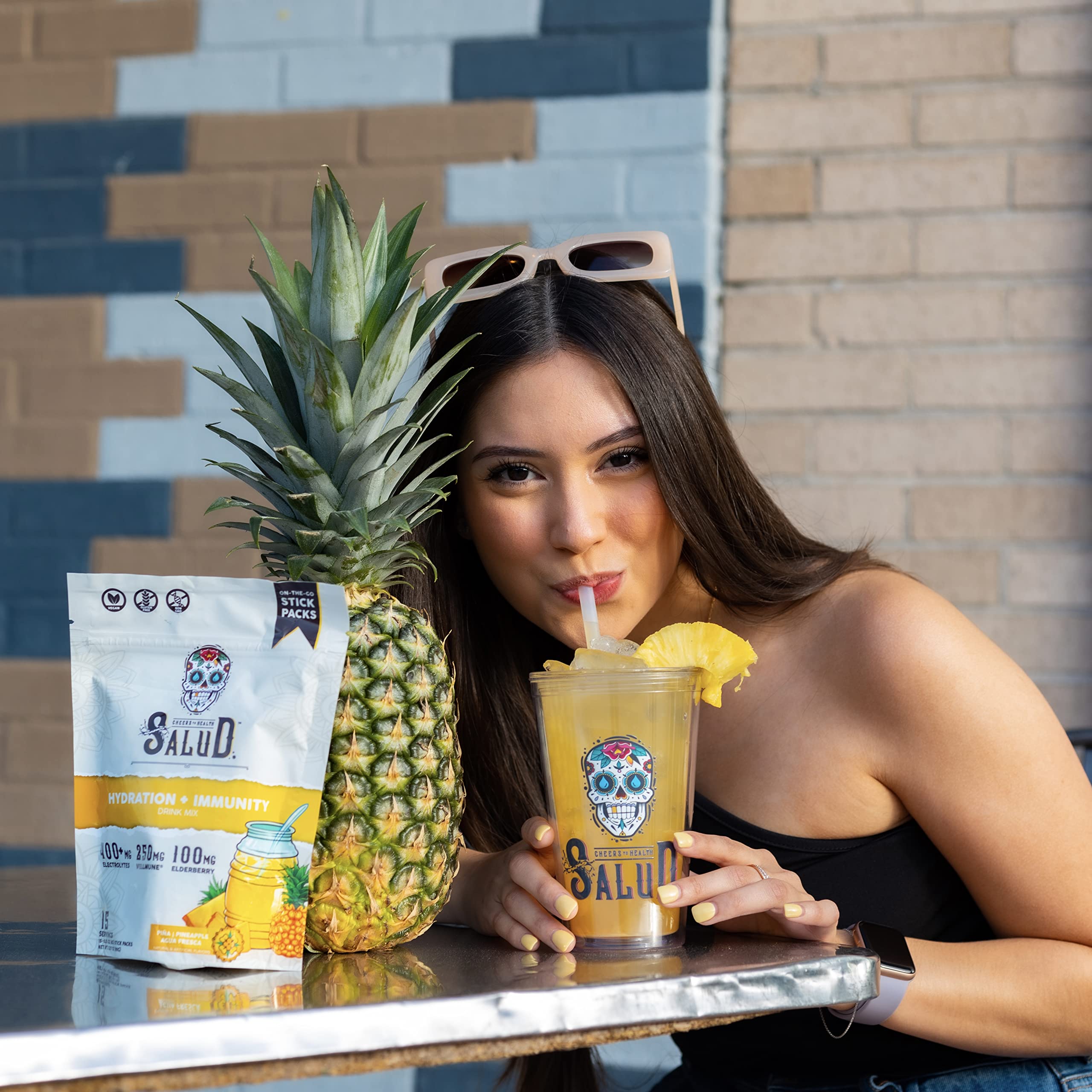 Salud 2-in-1 Hydration + Immunity Drink Mix, Cucumber Lime | Electrolytes Powder, Agua Fresca, Elderberry, Dairy & Soy Free, Non-GMO, Gluten Free, Vegan, 1g Sugar (15 Servings)