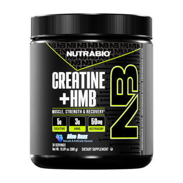 NutraBio Creatine + HMB- Creatine Monohydrate with HMB Powder for Muscle Growth, Increased Strength- 30 Servings (Unflavored)