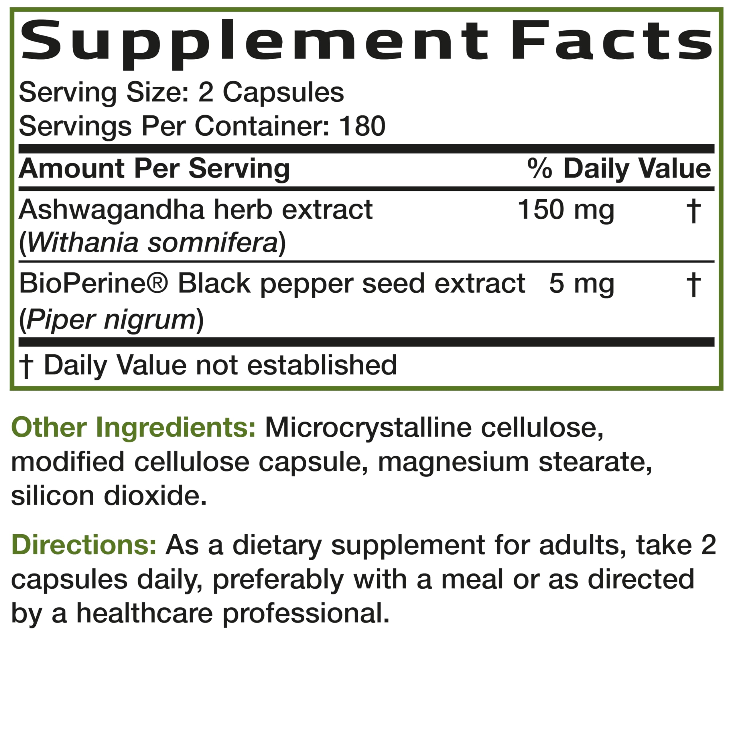 Bronson Ashwagandha Extra Strength Stress & Mood Support with BioPerine - Non GMO Formula, 120 Vegetarian Capsules