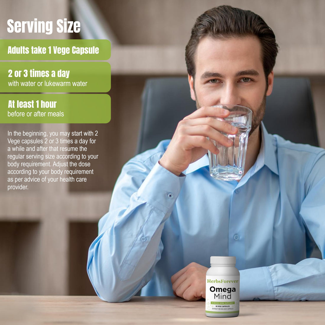 Herbs Forever Omega Mind supplement bottle on a white background