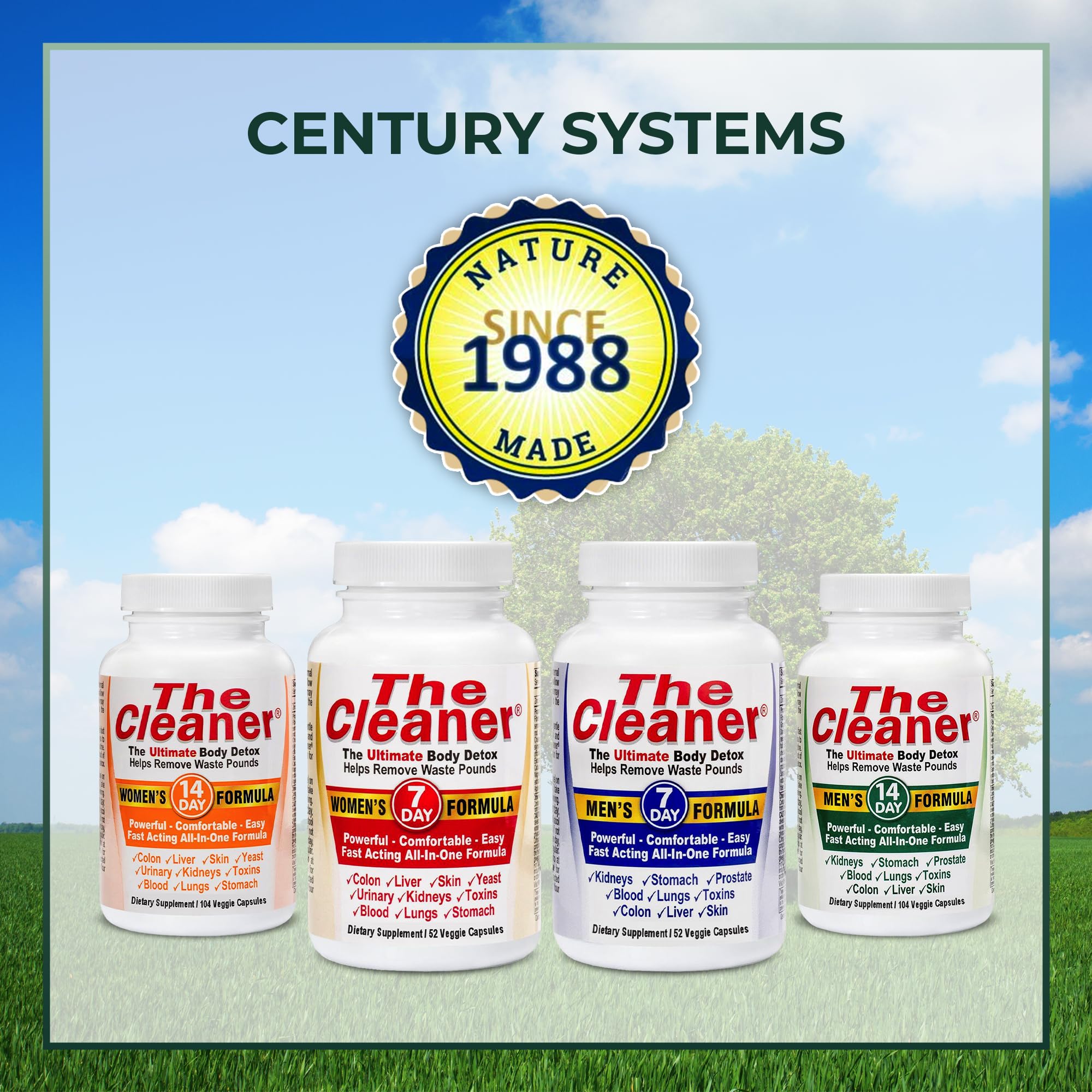 Century Systems The Cleaner Detox, Powerful 7-Day Complete Internal Cleansing Formula for Men, Support Digestive Health, 52 Vegetarian Capsules