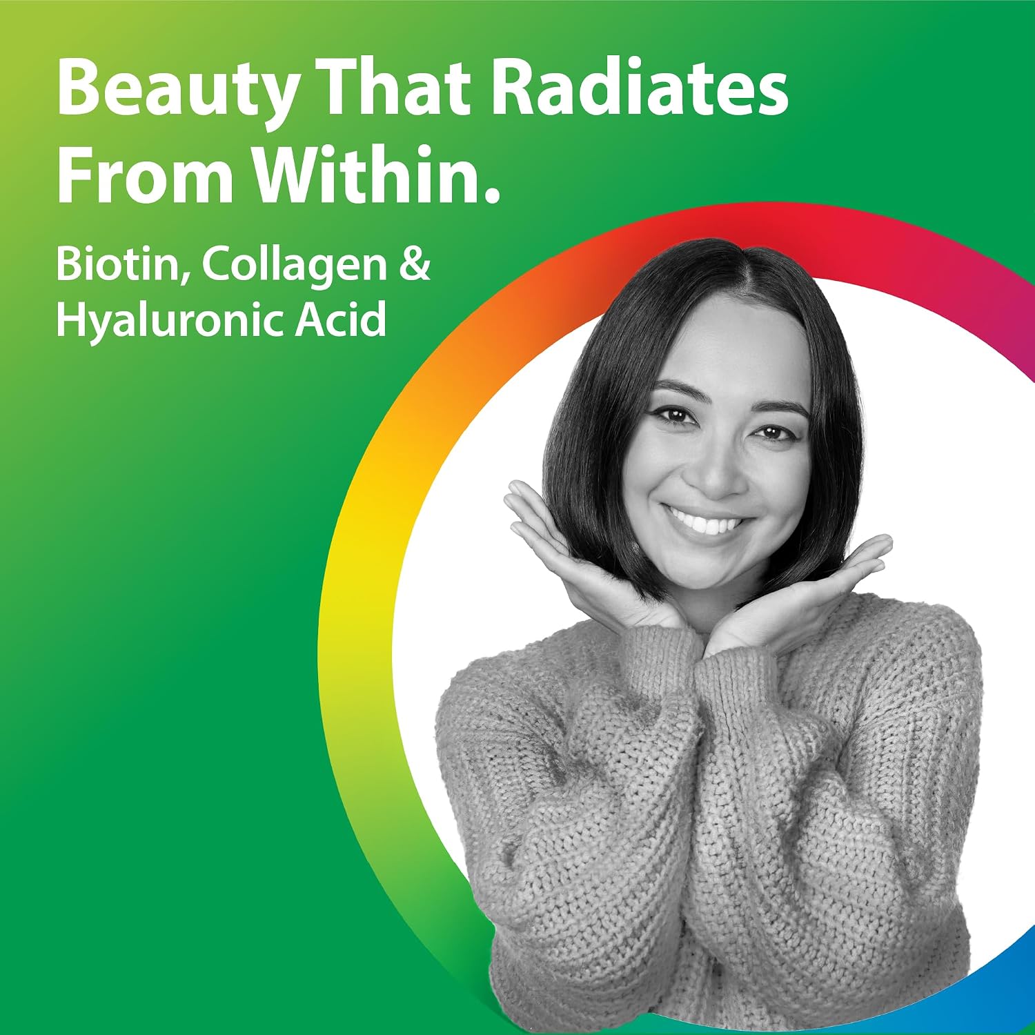 Rainbow Light Biotin, Collagen + Hyaluronic Acid Supplement | 110,000 mcg | Vanilla Citrus Flavor | Types I & III Collagen Peptides | For Men and Women
