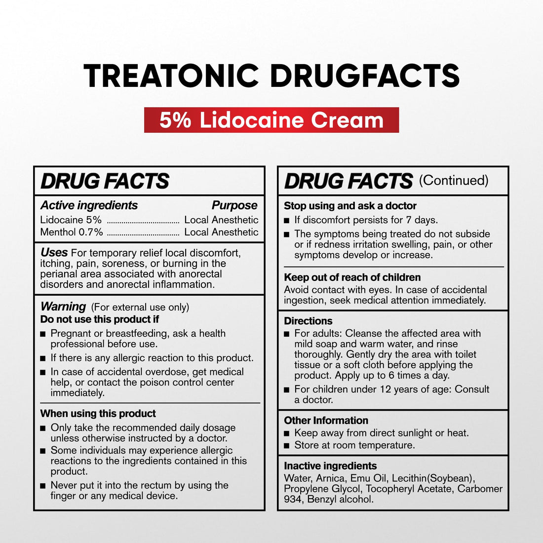 Treatonic 5% Lidocaine Numbing Cream: Lidocaine Cream for Pain Relief, Itching, Burning, Soreness, Hemorrhoid - Maximum Strength Topical Numb Cream - Fast Acting & Long Lasting Numbing Cream - 4.2 oz TreatonicBuy Supplements Australia