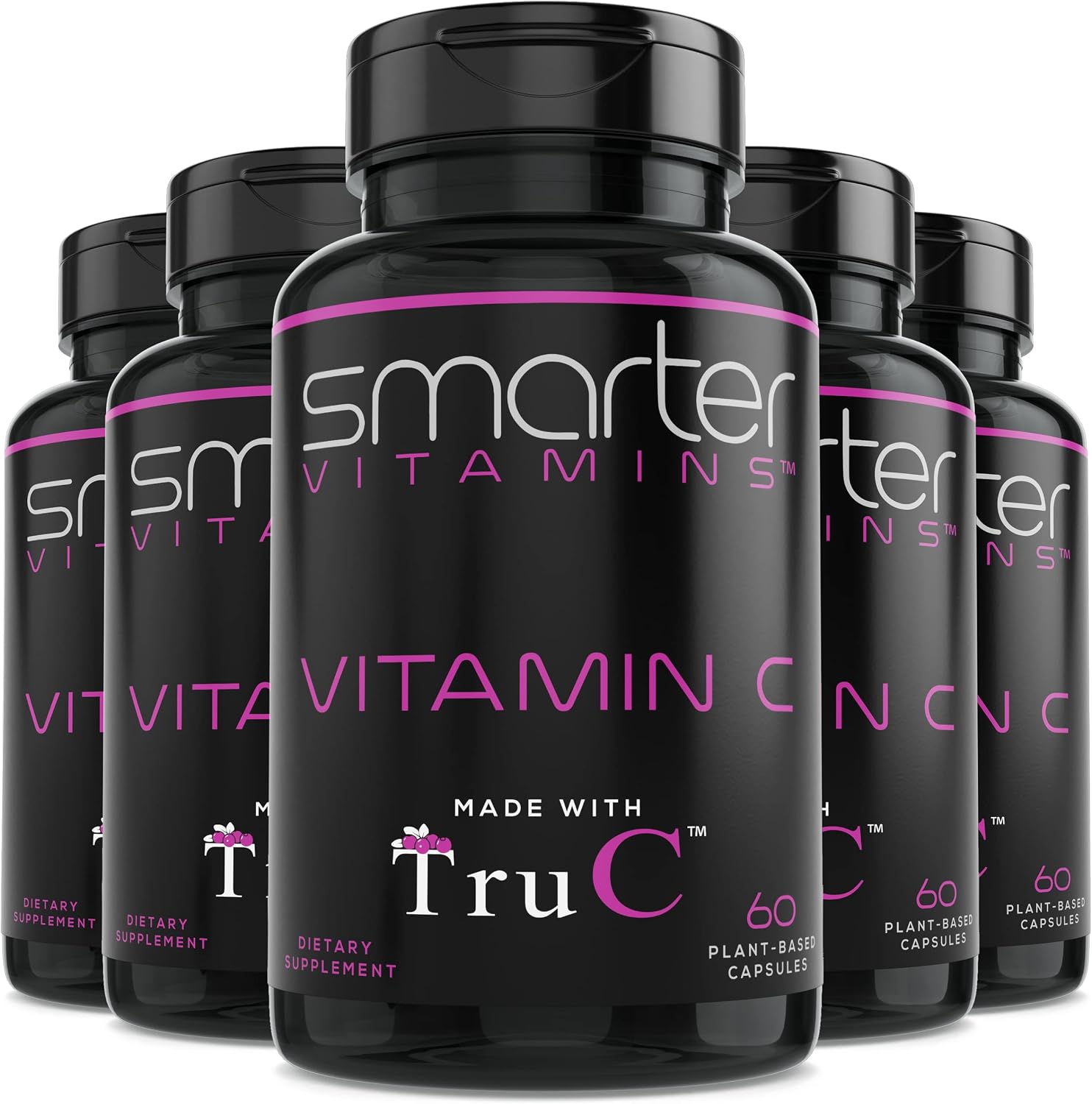 5 Pack Whole Food Vitamin C from 11 Berries with Antioxidants, 300 Capsules | Plant-based TruC with bioflavonoids and polyphenols for immune, collagen and skin support; vegan, non-GMO and easy to digest