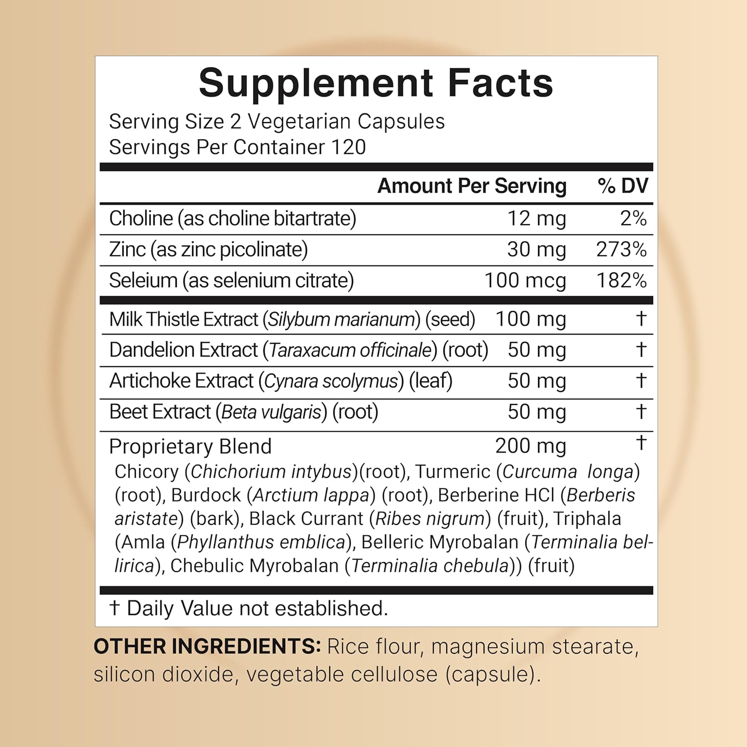 Liver 15-in-1 Complex, 240 Veggie Capsules | Herbal & Mineral Blend - Milk Thistle, Dandelion Root, Artichoke, Black Currant Oil, Turmeric, Chicory, Zinc, Choline, & More | Non-GMO