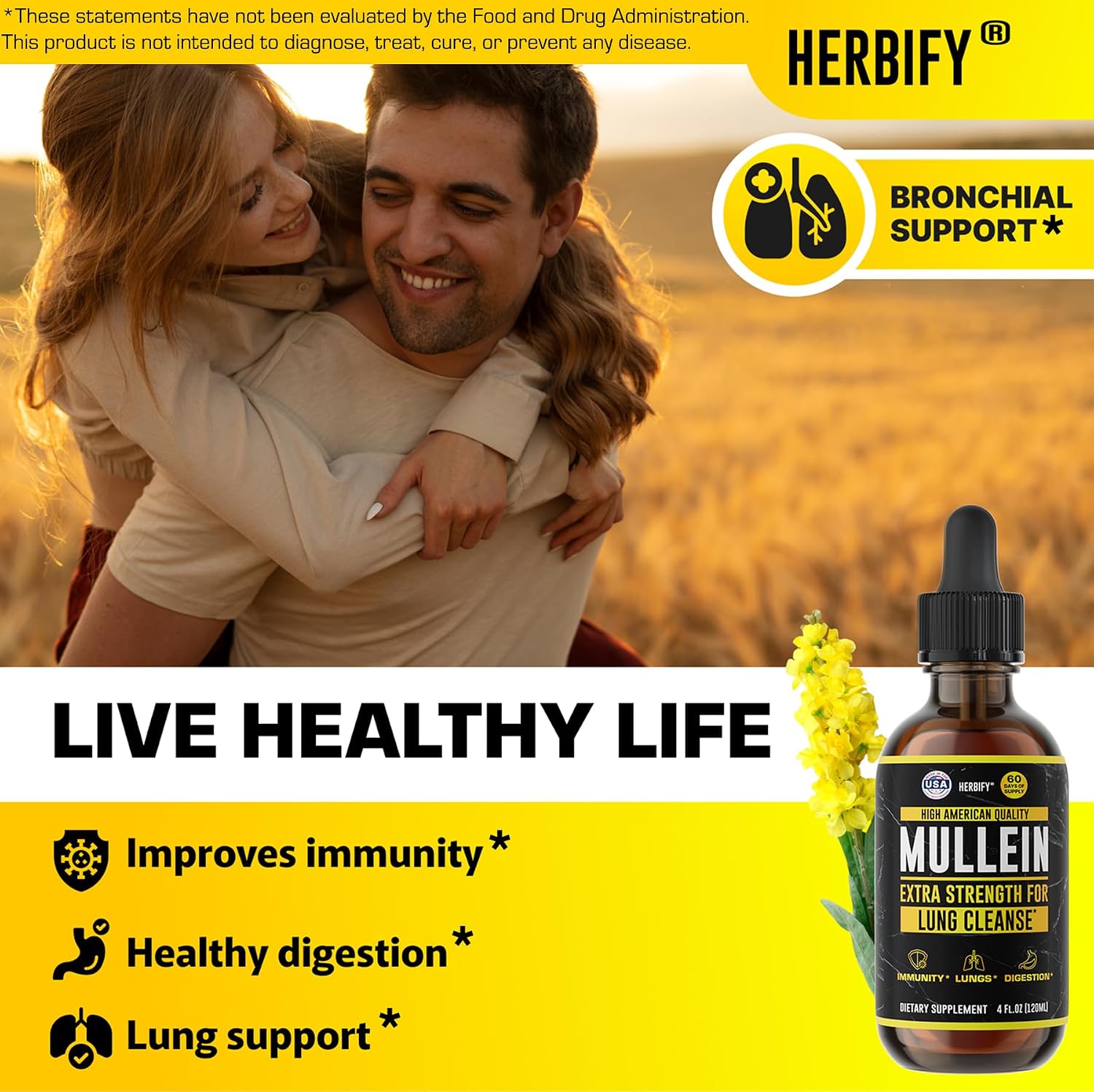 HERBIFY Bundle - Mullein Leaf Extract & Biotin and Collagen - Respiratory Support & Hair Skin and Nails Vitamins Support