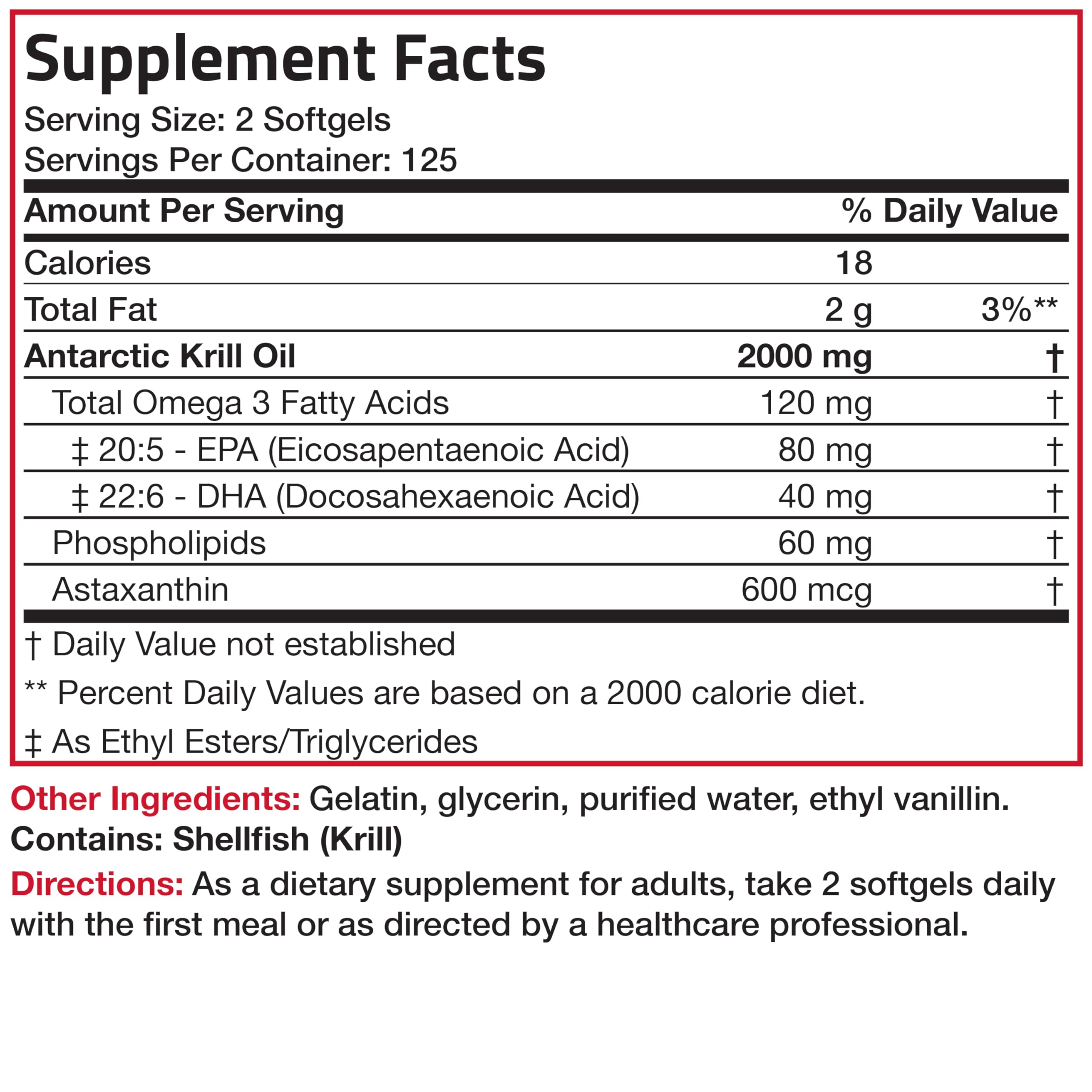 Bronson Antarctic Krill Oil 2000 mg with Omega-3s, 120 Softgels | Heavy Metal Tested, with EPA, DHA, Astaxanthin and Phospholipids, Non-GMO, Gluten Free, Soy Free