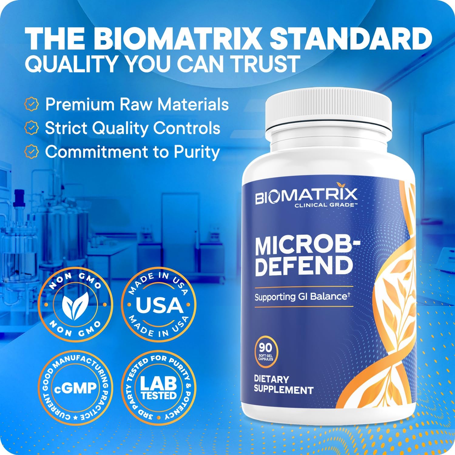 Biofilm Disruptor, GI Repair Digestive Supplement for Men and Women, Oil of Thyme, Oregano & Clove, Gut Microbiome & Intestinal Health Support | Microb-Defend (90 Softgels)