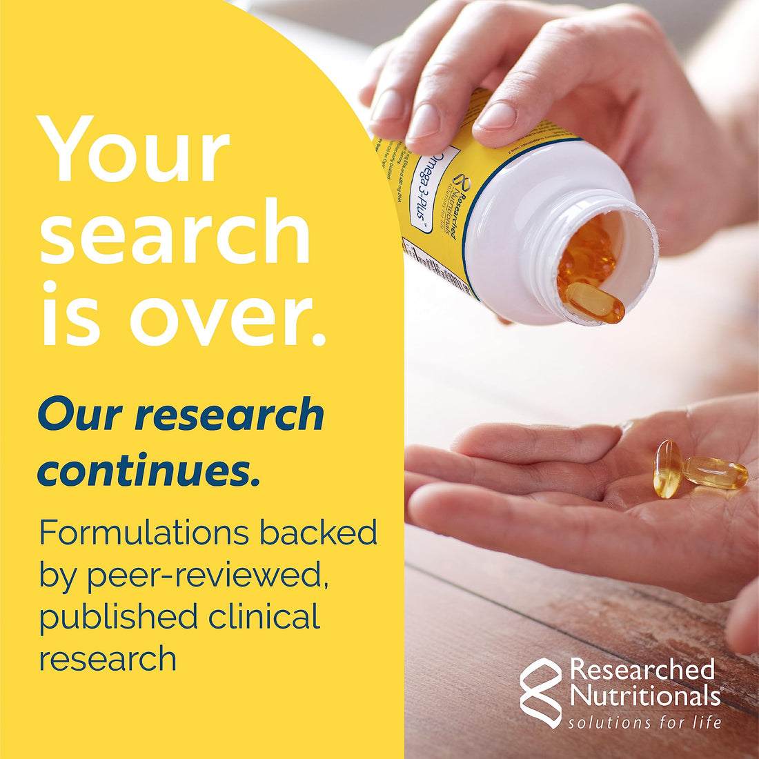 Two supplement bottles from Researched Nutritionals on a white background