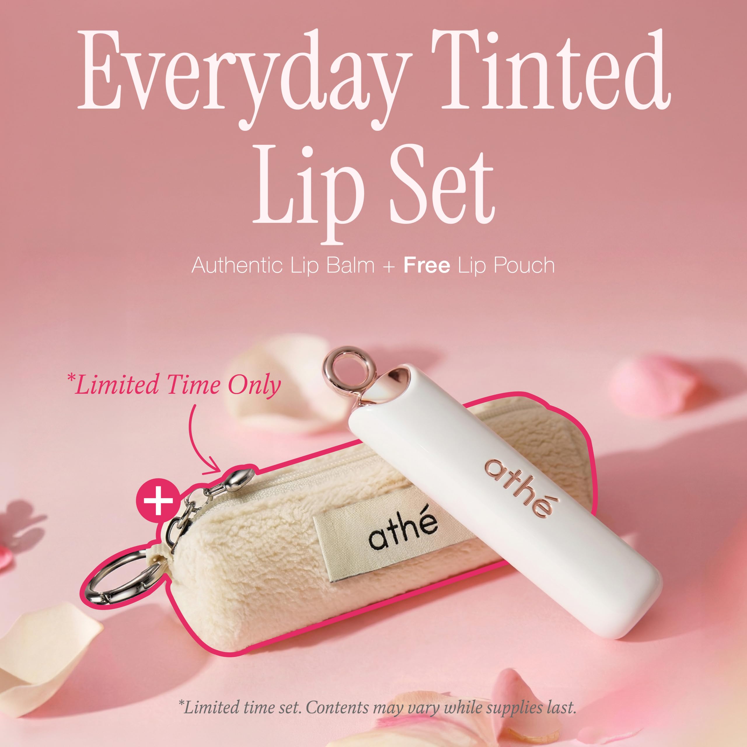 athé Everyday Tinted Lip Set – Tinted Lip Balm Stick with Madecassoside, Ceramide & Squalane, Includes Lip Pouch | Hydrating, Non-Sticky, Vegan K-Beauty Lip Care ATHÉBuy Supplements Australia