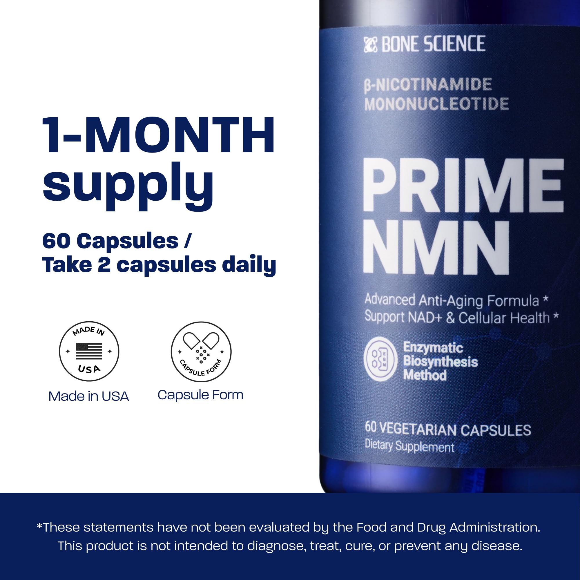 BONE SCIENCE Uthever NMN & Pterostilbene 6-in-1 Complex with Resveratrol, Glutathione & BioPerine - High Purity Stabilized NAD+ Precursor for Healthy Aging & Cellular Energy - 72 Vegetarian Capsules