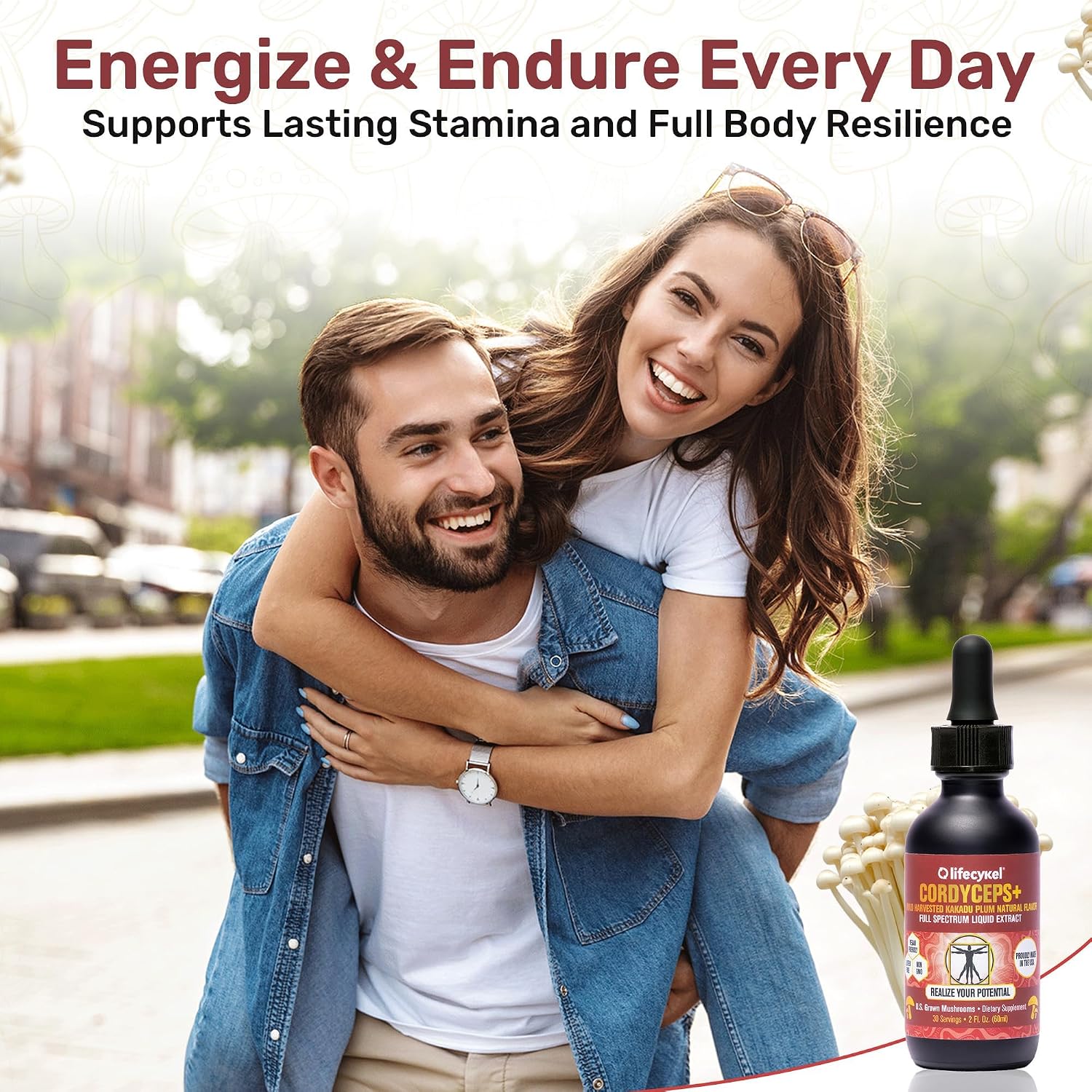 Life Cykel Premium Mushroom Extract Liquid Bundle – Lion’s Mane, Cordyceps, Reishi, Chaga, Turkey Tail & Shiitake (1oz Each) with Included Energy Gummies (10-Count), for Vitality & Mental Clarity