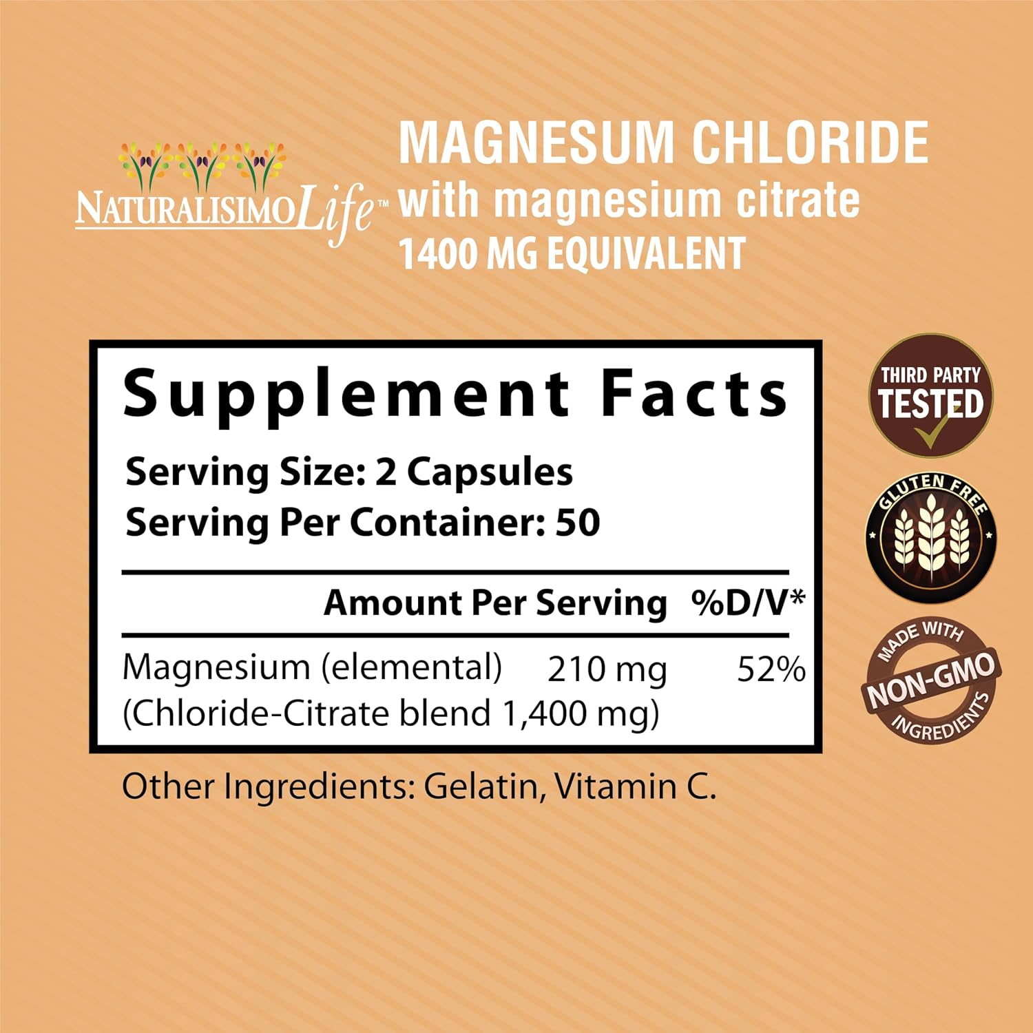Magnesium Chloride (Cloruro de Magnesio) 1,400 mg per serving high absorption with Magnesium Citrate