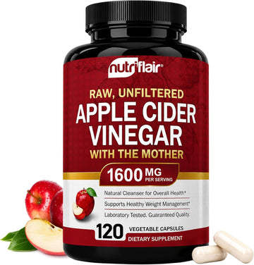 Apple Cider Vinegar Capsules with The Mother - 120 Vegan ACV Pills - Best Supplement for Healthy Weight Loss, Diet, Keto, Digestion, Detox, Immune - Powerful Cleanser & Appetite Suppressant Non-GMO