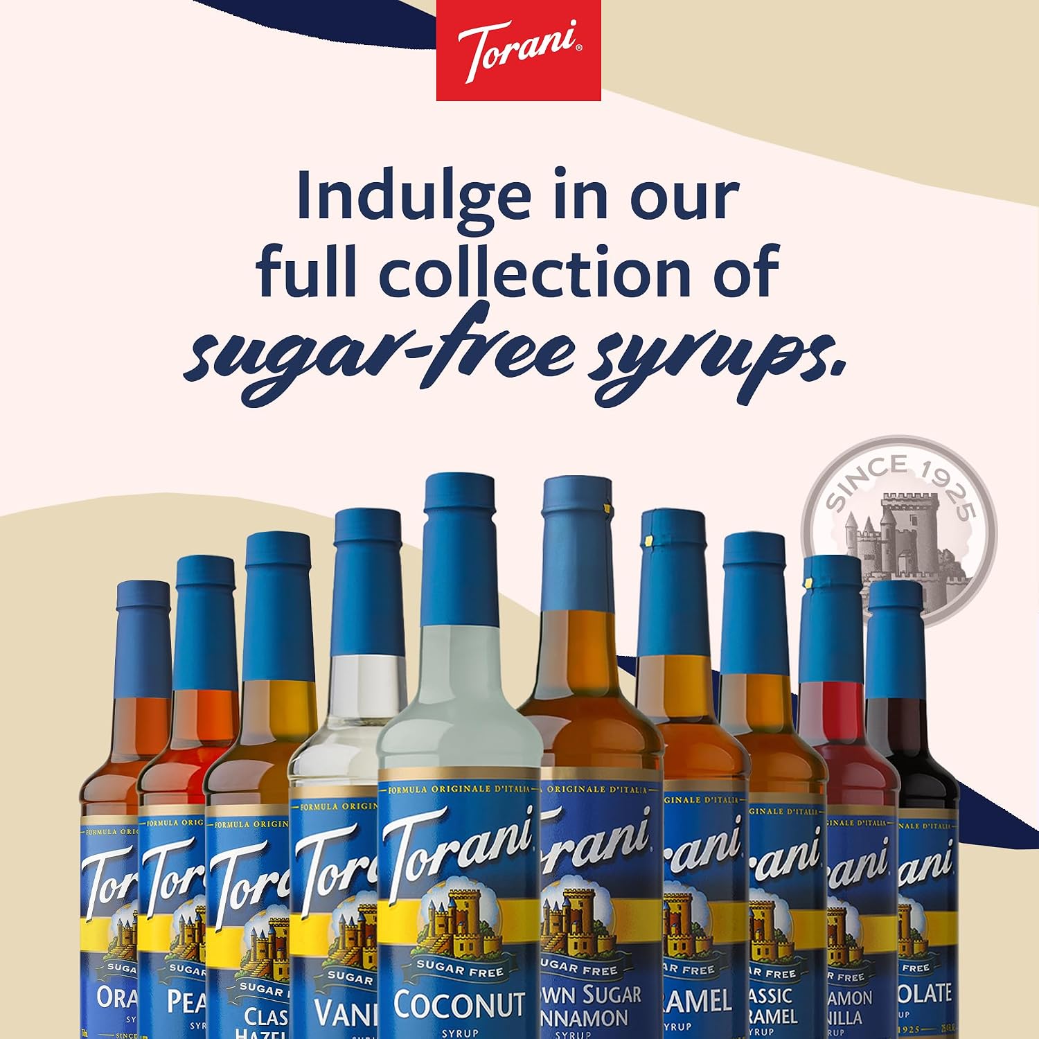 Torani Sugar Free Coffee Syrup, Vanilla Flavored Syrup for Drinks, Zero Calorie, Pump Included, 25.4 Fl Oz