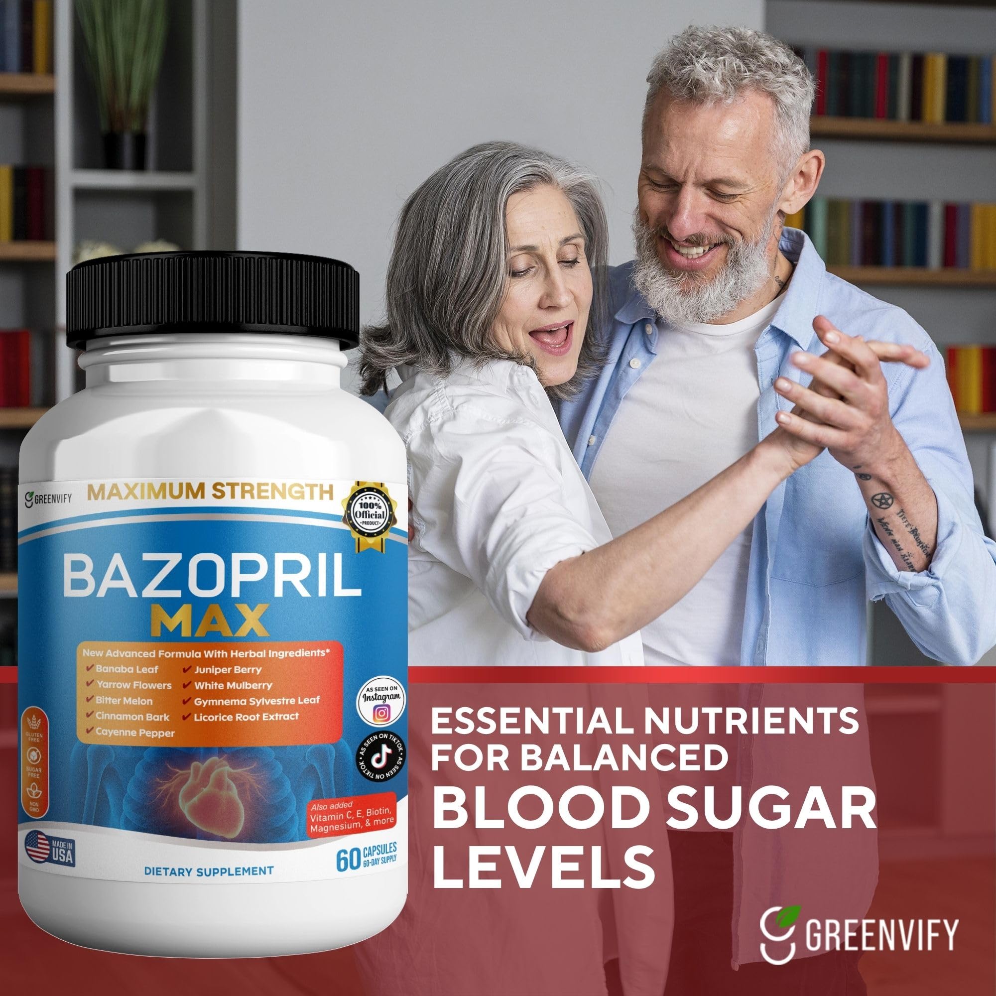 GREENVIFY Bazopril Max Maximum Strength Dietary Supplement, 60 Capsules, with Herbal Blend, Vitamins & Minerals (1) GREENVIFYBuy Supplements Australia